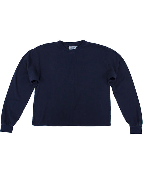 Jungmaven-Cropped Long Sleeve Tee // Navy