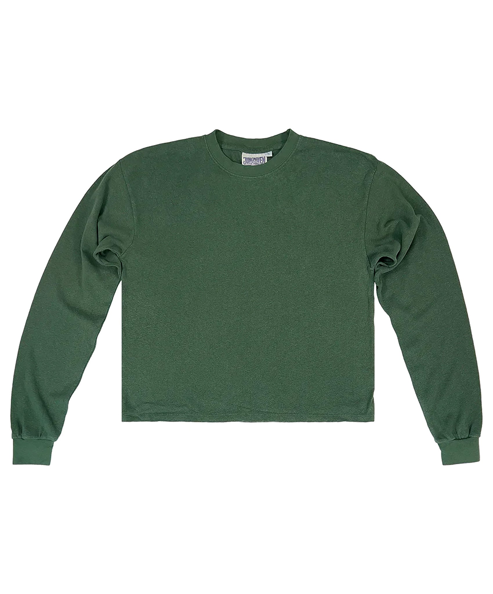 Jungmaven-Cropped Long Sleeve Tee // Hunter Green