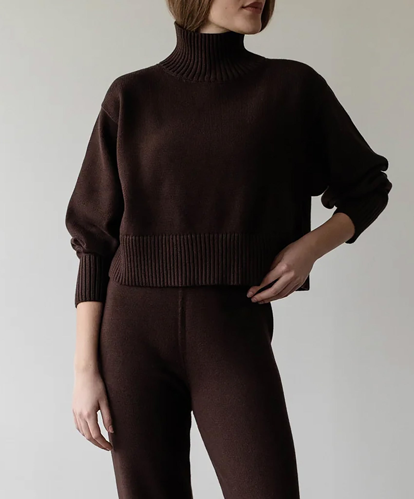 First Rite-Crop Turtleneck // Walnut