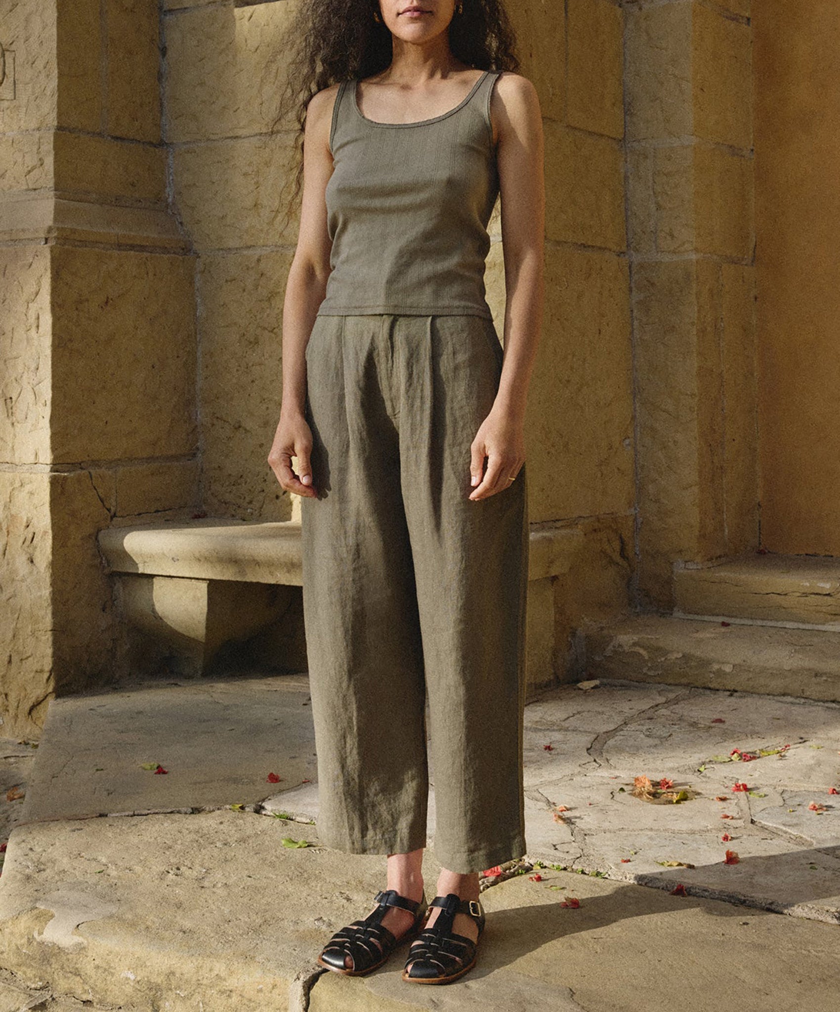 First Rite-Pointelle Scoop Tank // Sage