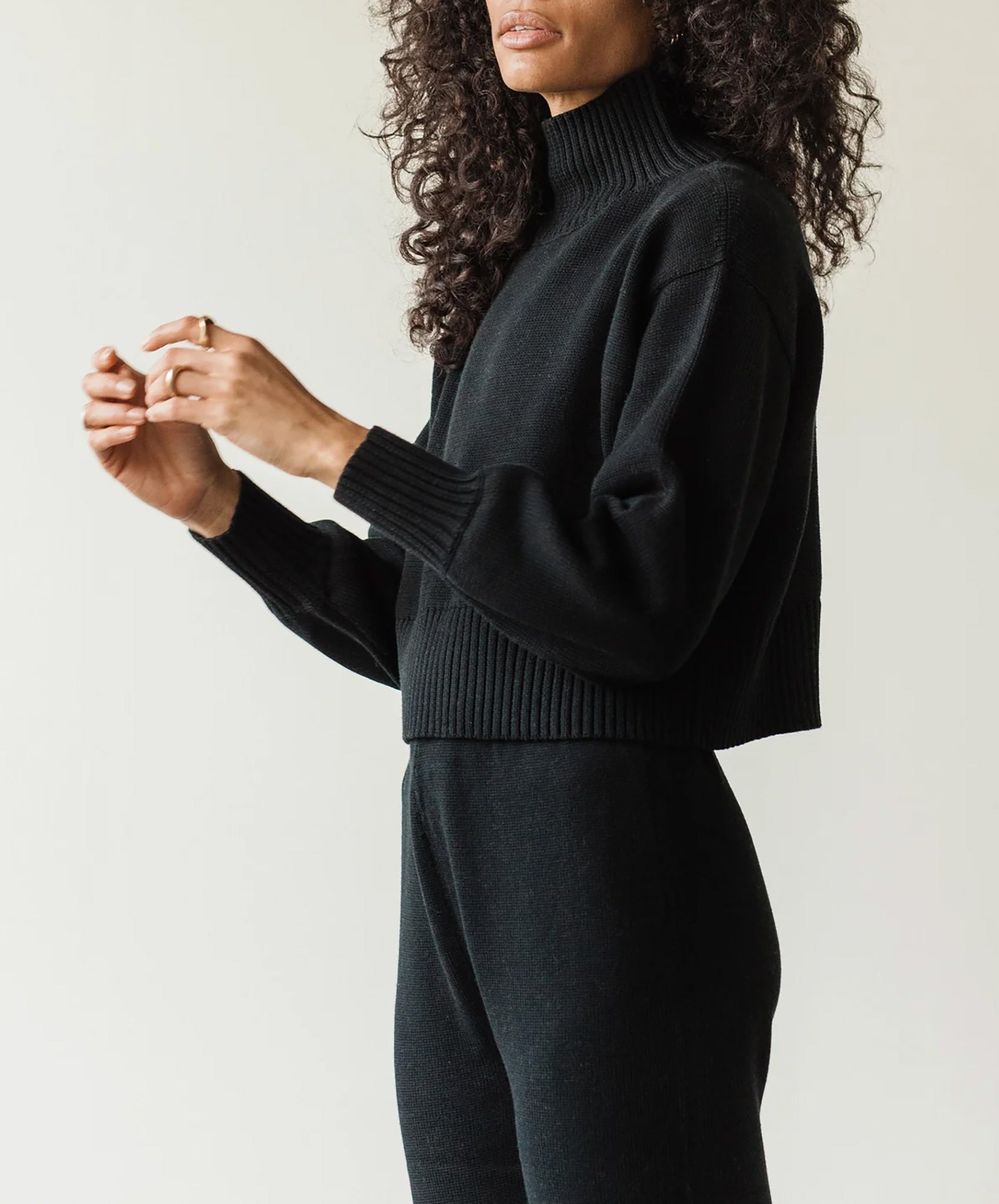 First Rite-Crop Turtleneck // Black