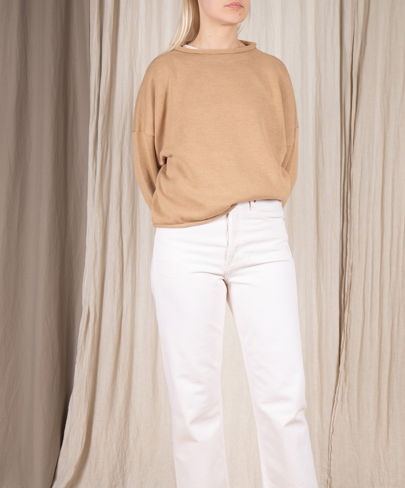 Micaela Greg-Rolled Sweater // Camel