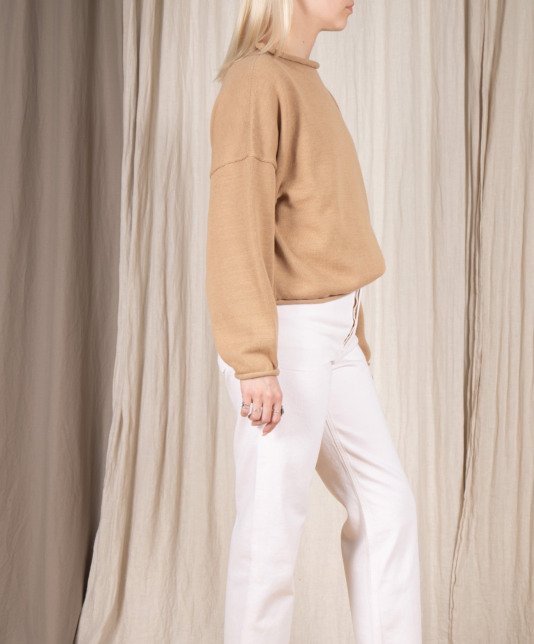 Micaela Greg-Rolled Sweater // Camel