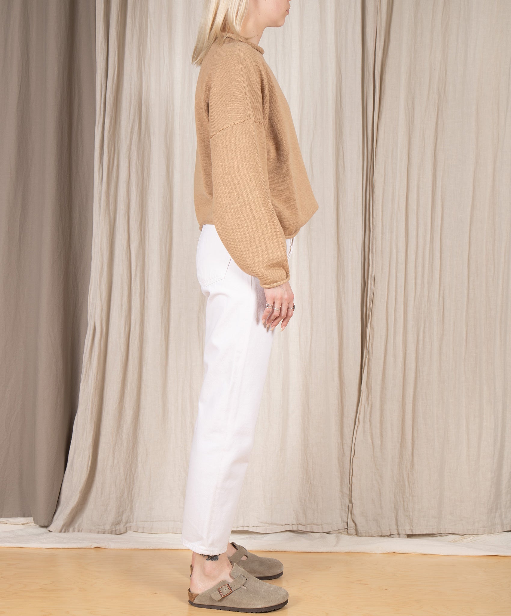 Micaela Greg-Rolled Sweater // Camel