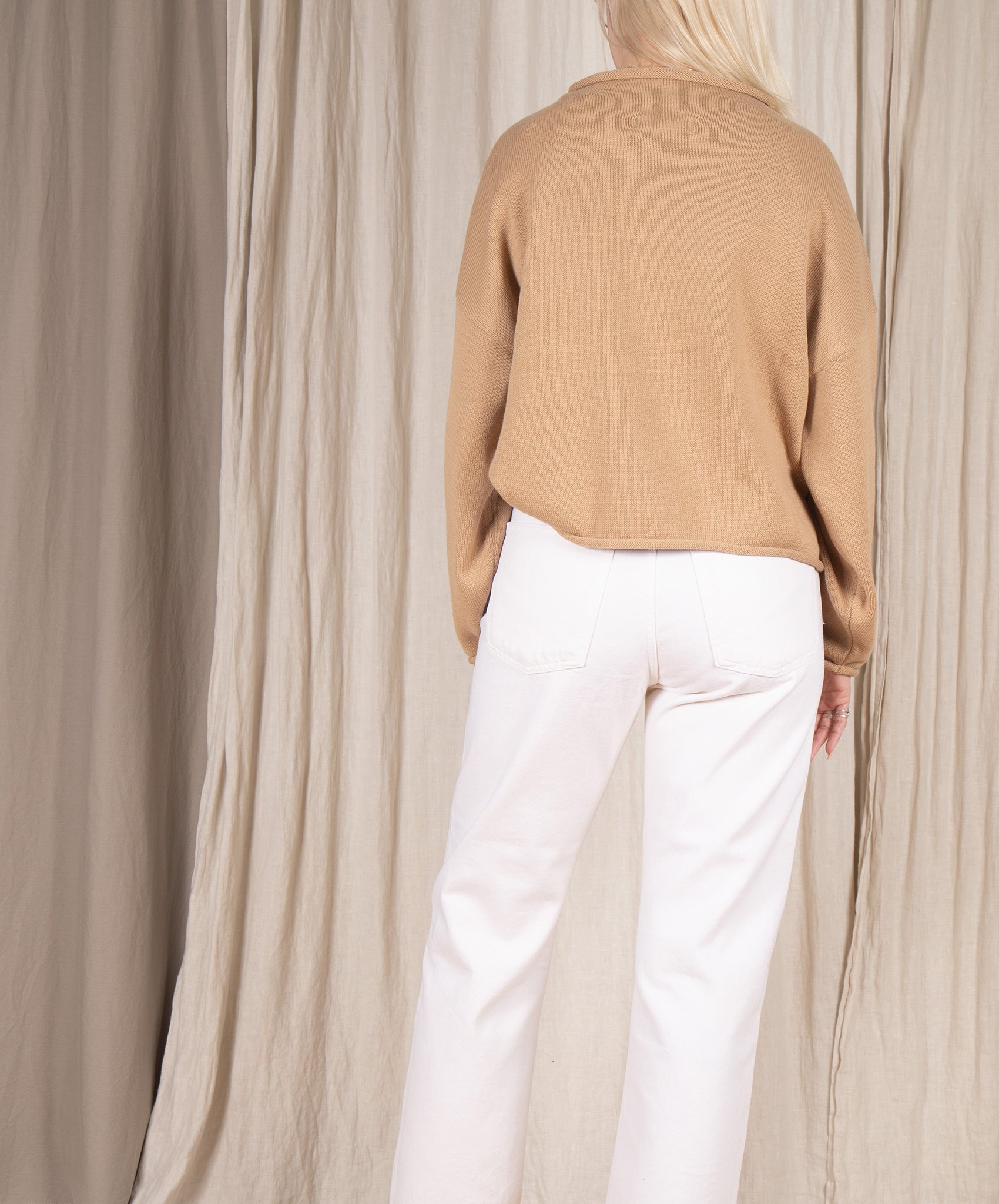 Micaela Greg-Rolled Sweater // Camel