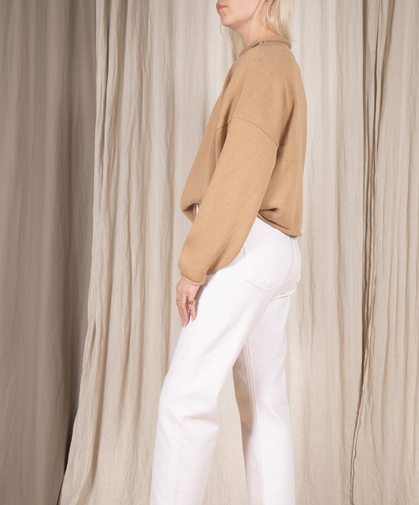 Micaela Greg-Rolled Sweater // Camel
