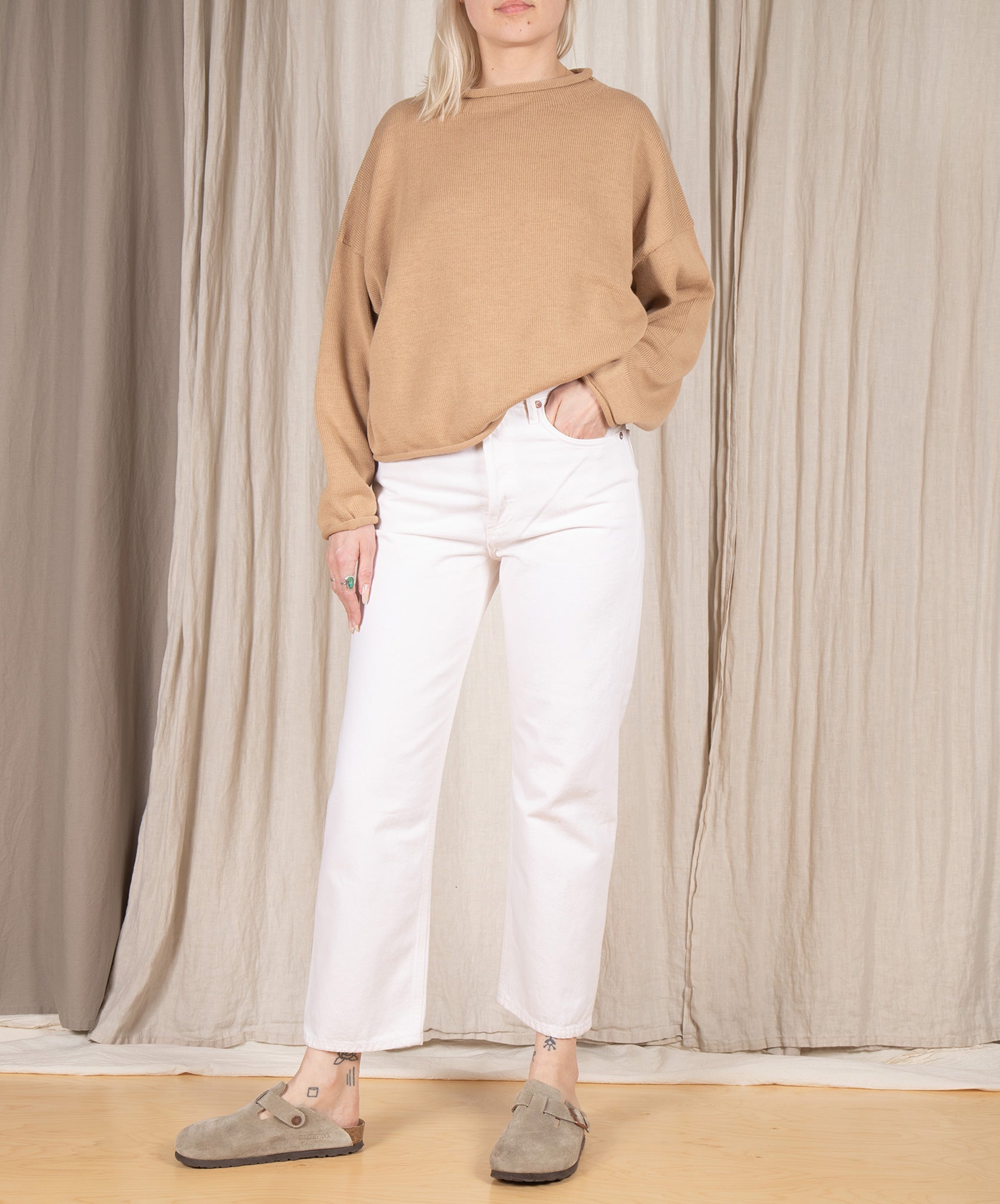 Micaela Greg-Rolled Sweater // Camel