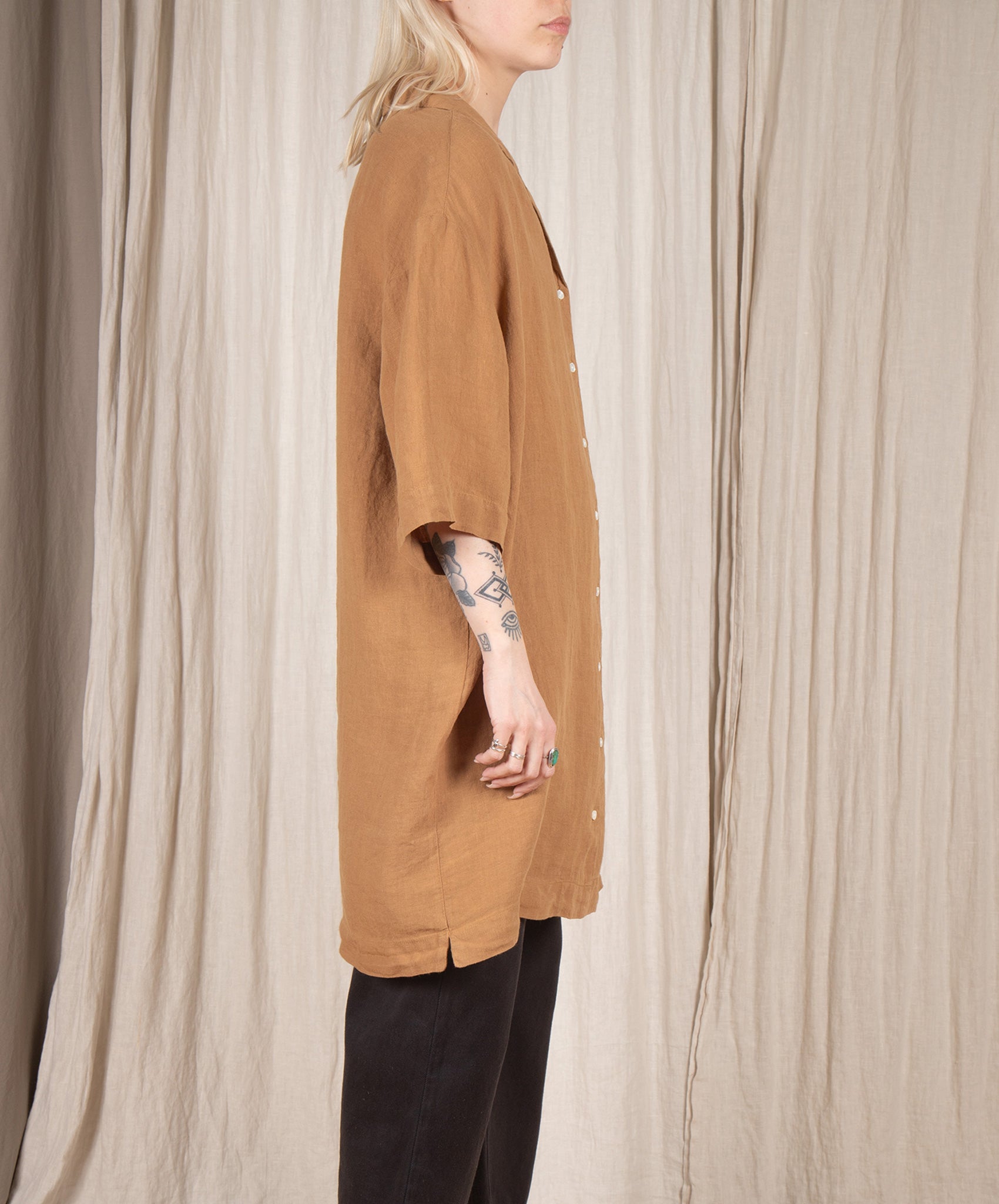 Hartford-Rafik Linen Shirt Dress // Cappucino