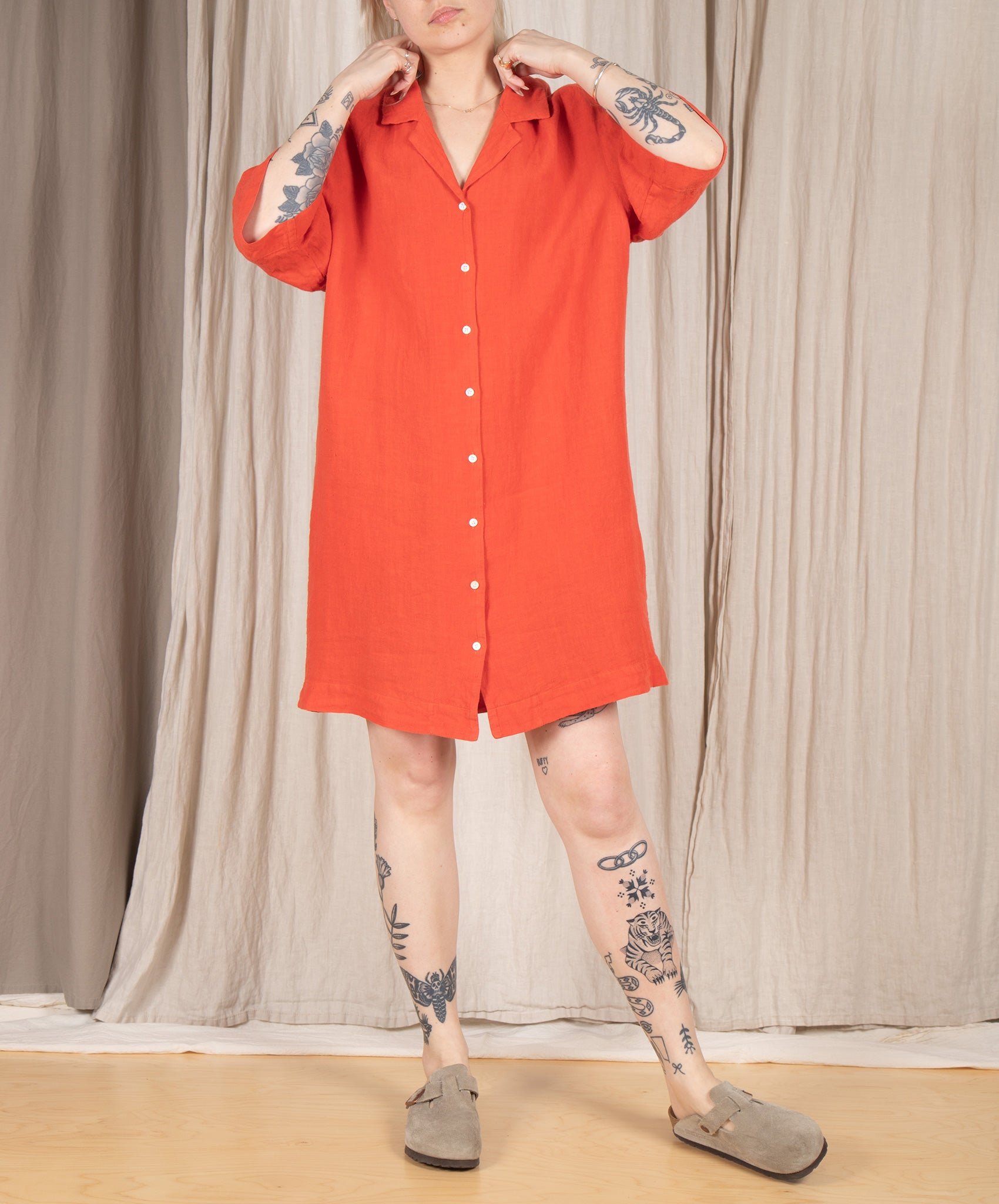 Hartford-Rafik Linen Shirt Dress // Poppy