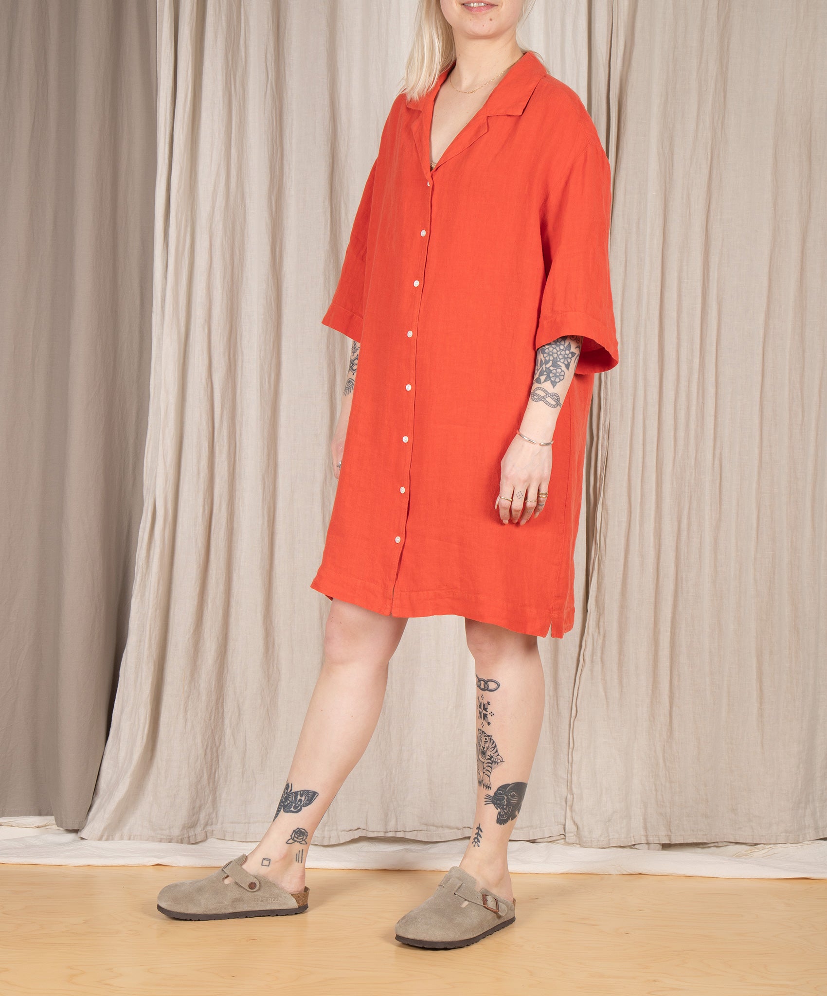 Hartford-Rafik Linen Shirt Dress // Poppy