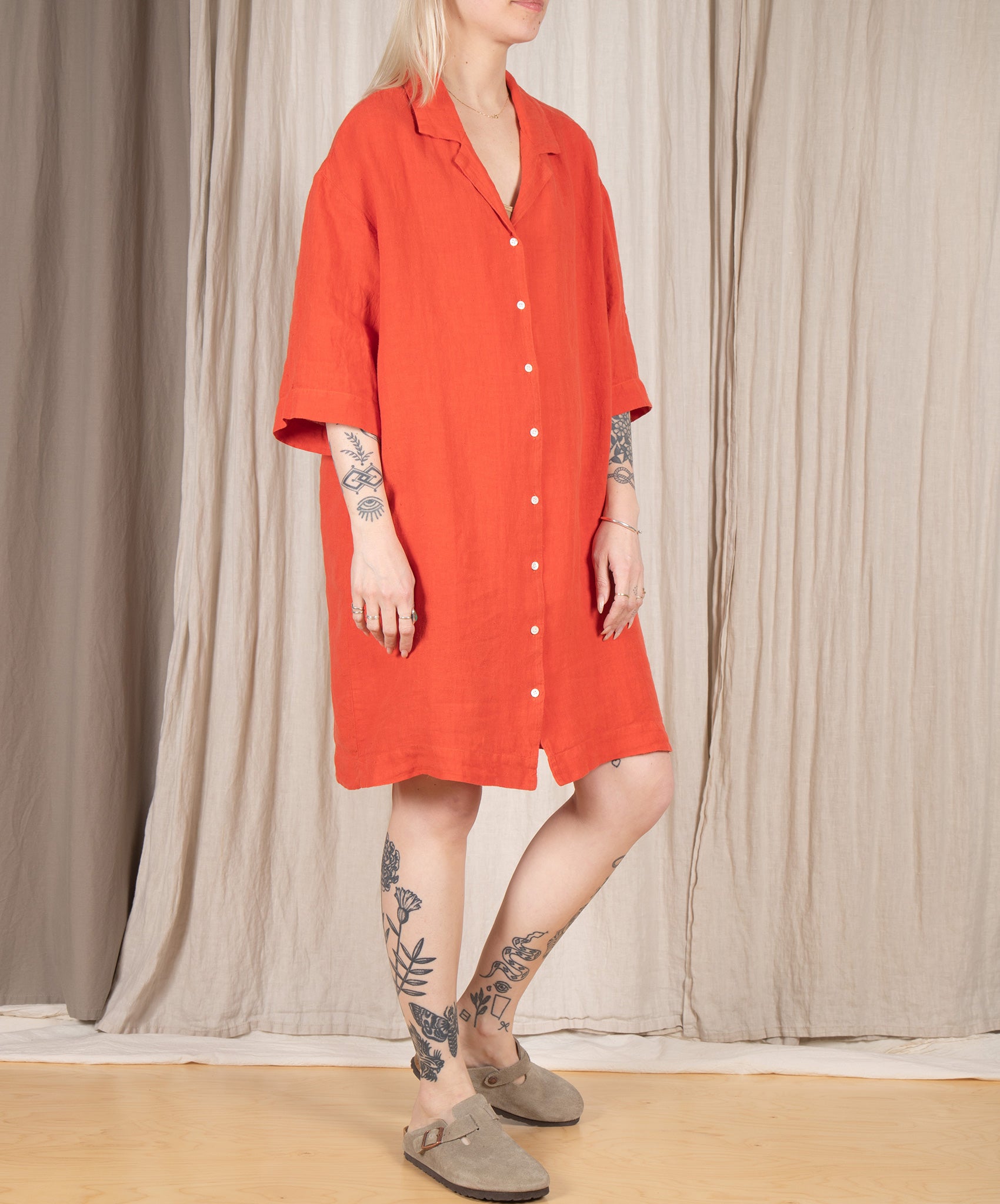 Hartford-Rafik Linen Shirt Dress // Poppy