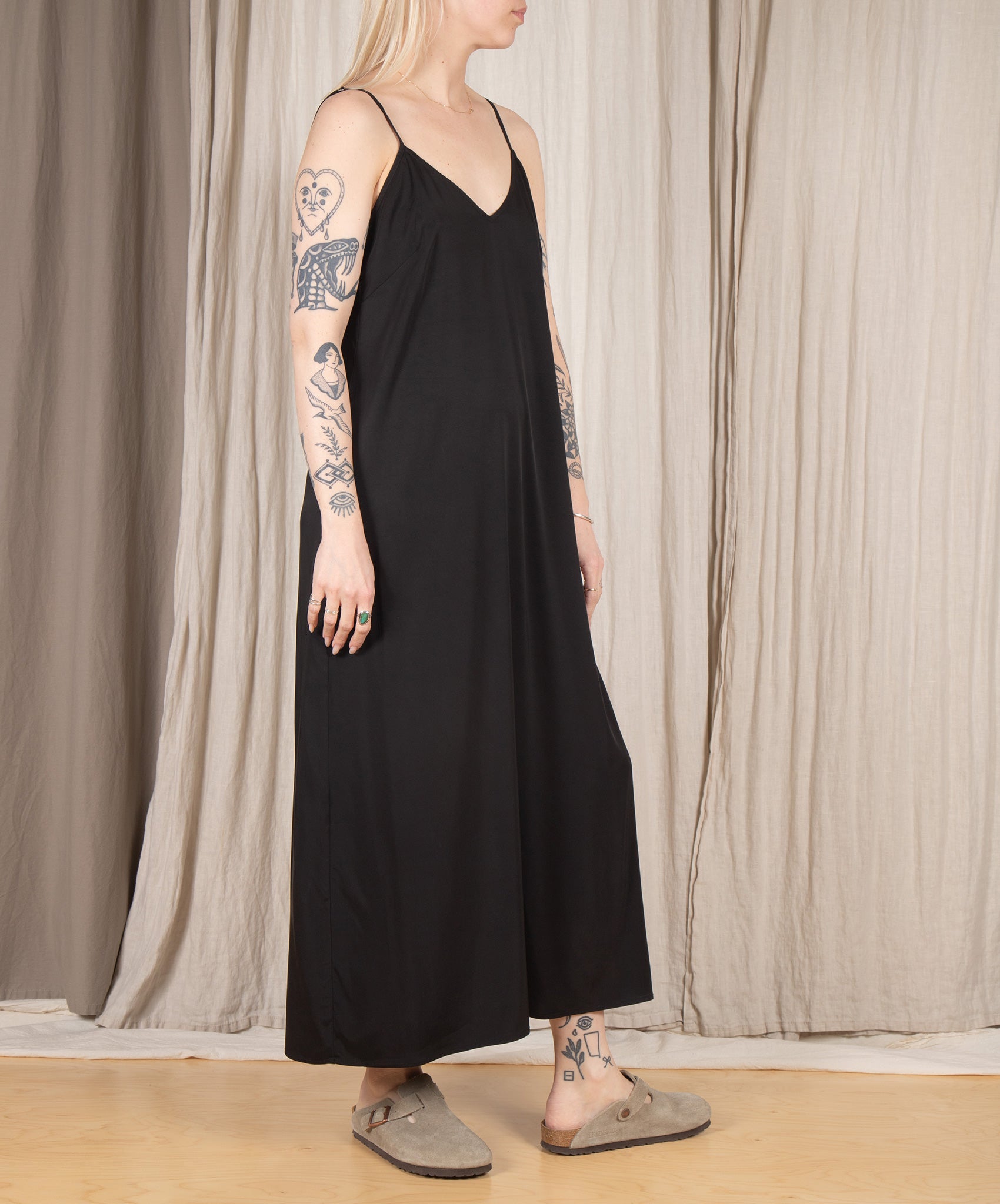 Ali Golden-Slip Dress // Black