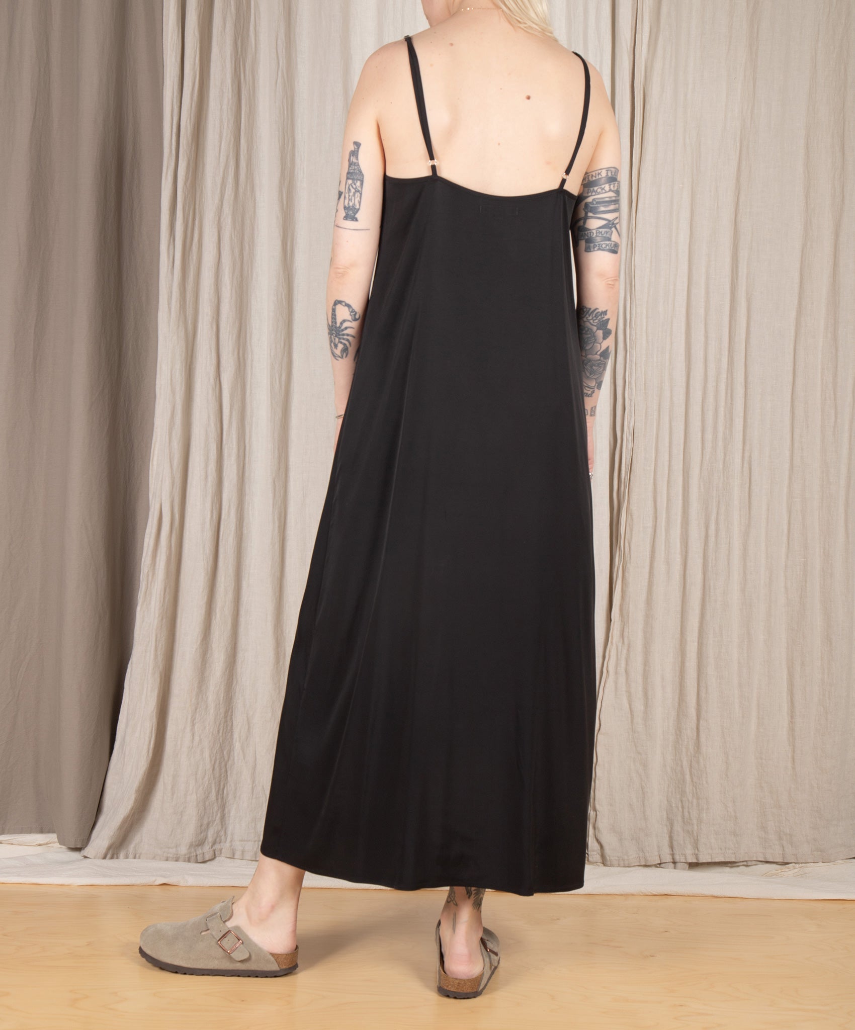 Ali Golden-Slip Dress // Black