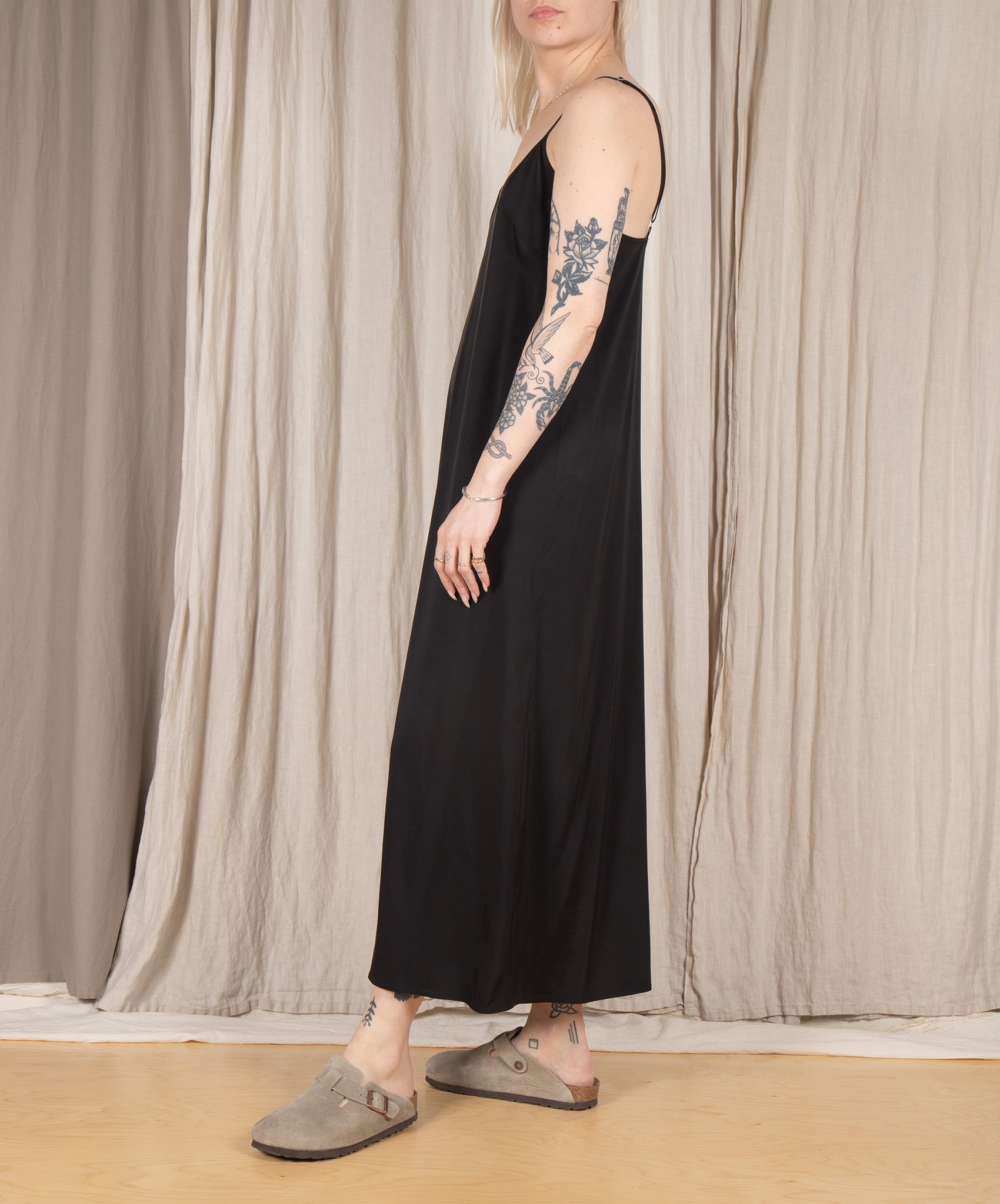 Ali Golden-Slip Dress // Black