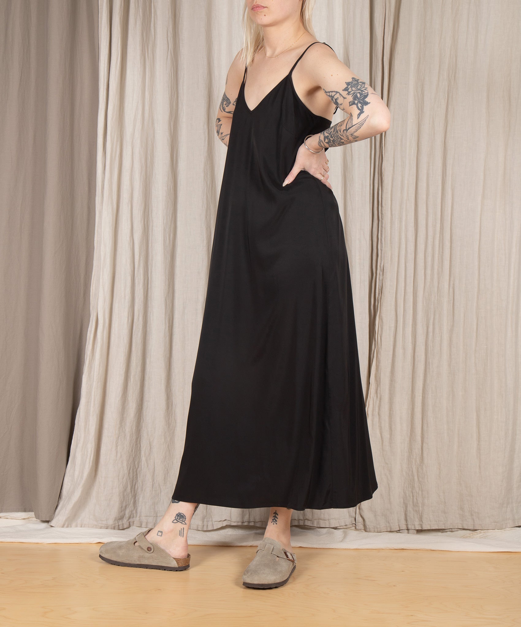 Ali Golden-Slip Dress // Black