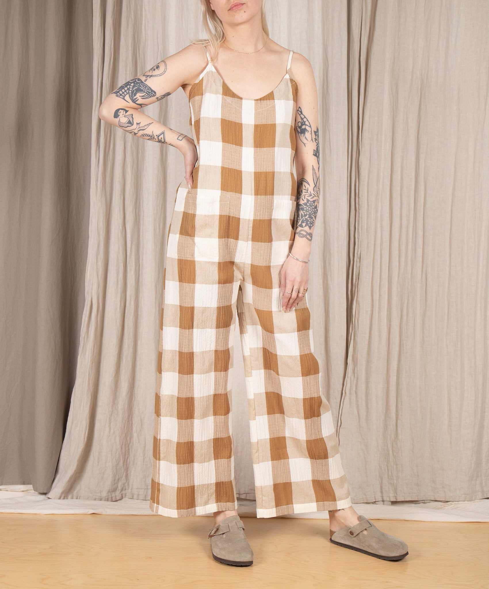 Rita Row-Astro Jumpsuit // Brown Check