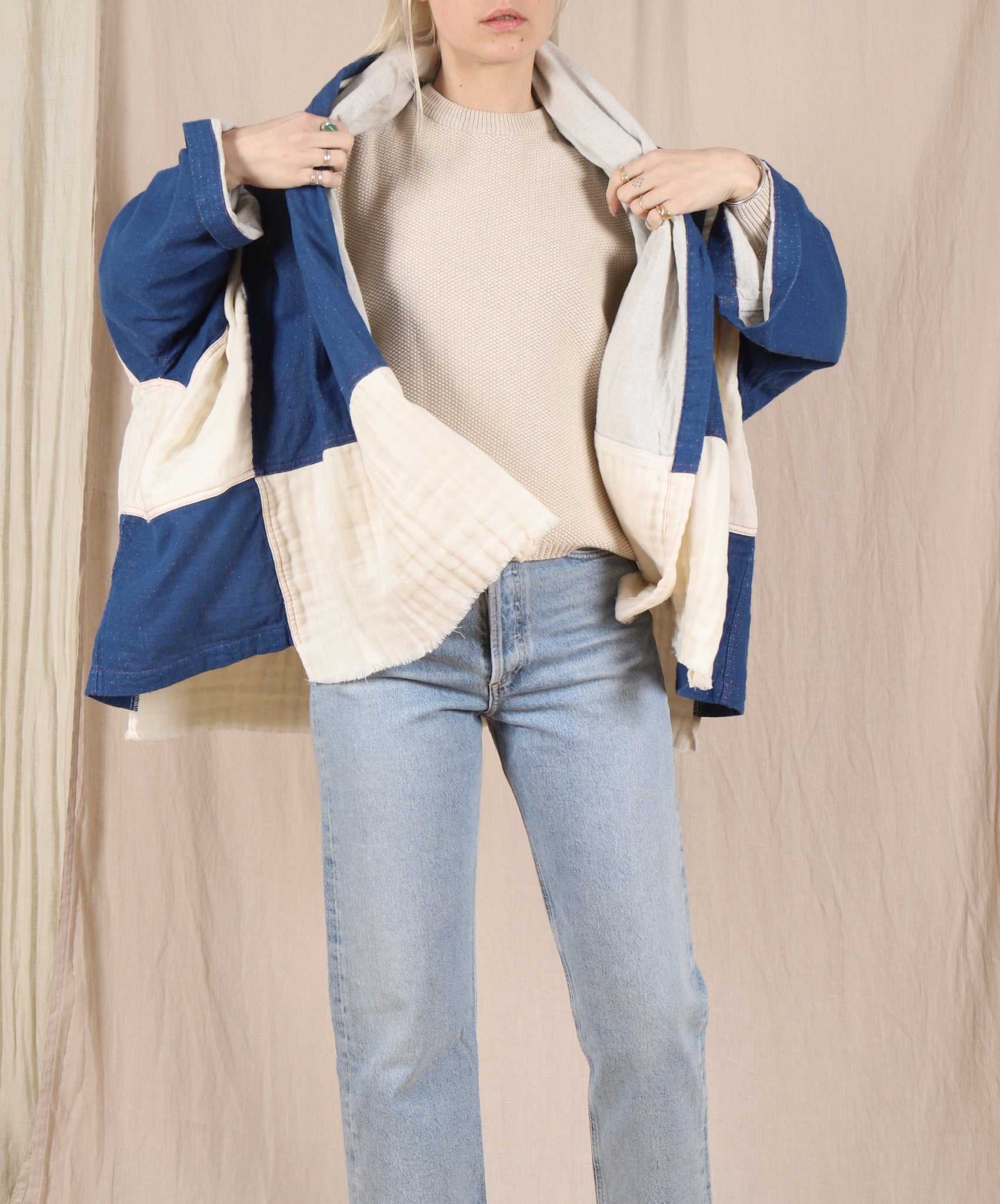 Atelier Delphine-Kimono 5 Layer Gauze // Blue + Cream