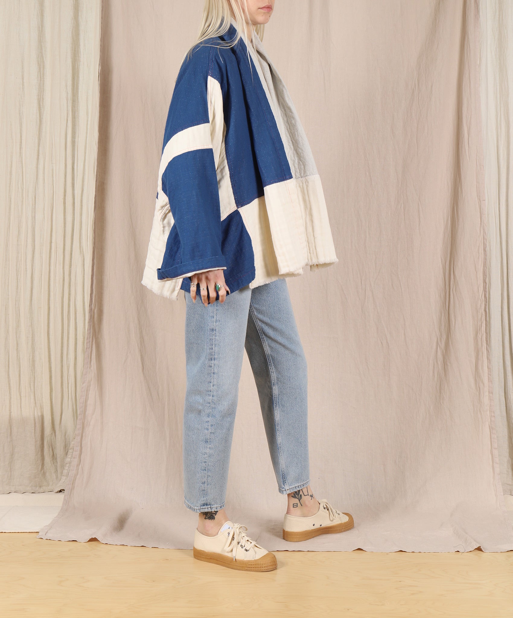 Atelier Delphine-Kimono 5 Layer Gauze // Blue + Cream