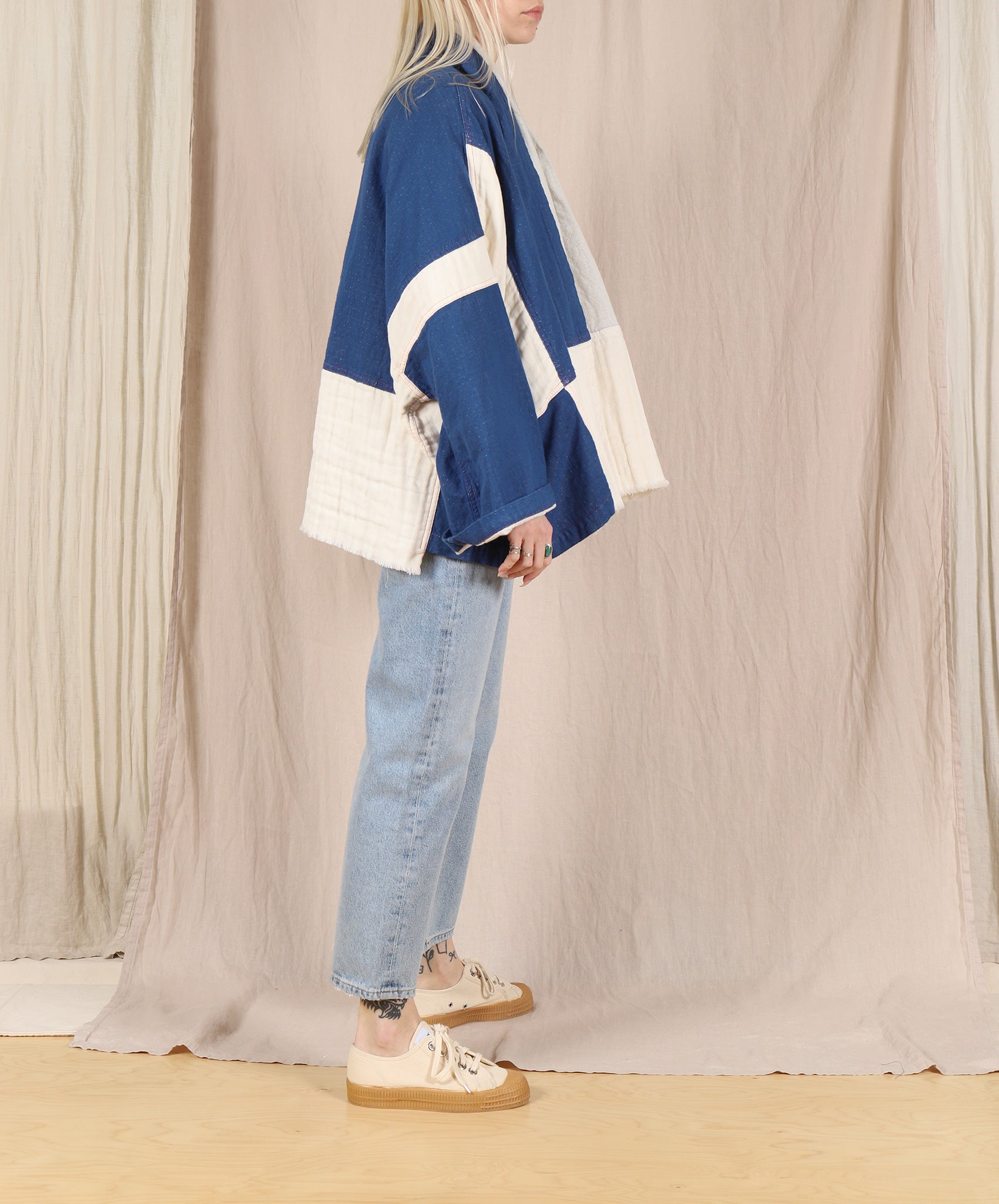 Atelier Delphine-Kimono 5 Layer Gauze // Blue + Cream