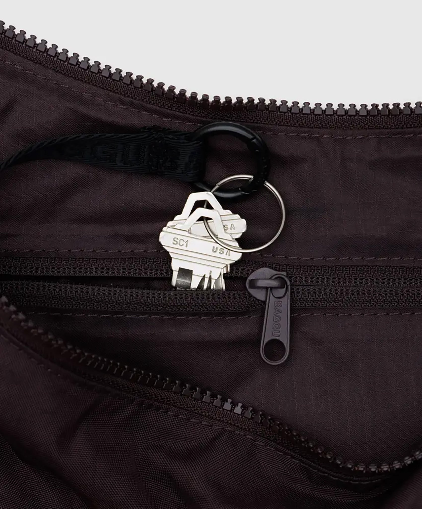 Baggu-Small Nylon Crescent Bag // Chocolate Plum