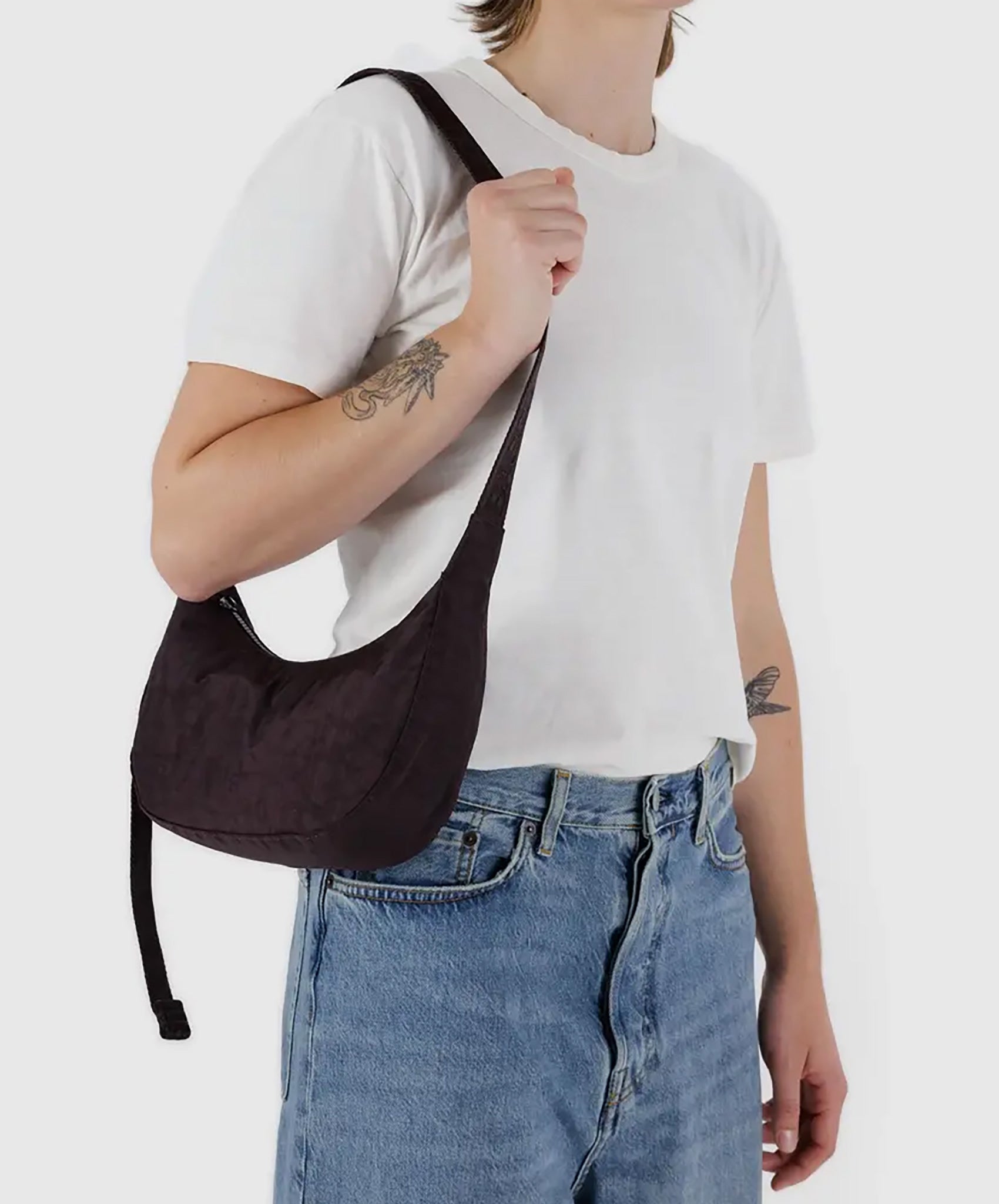 Baggu-Small Nylon Crescent Bag // Chocolate Plum