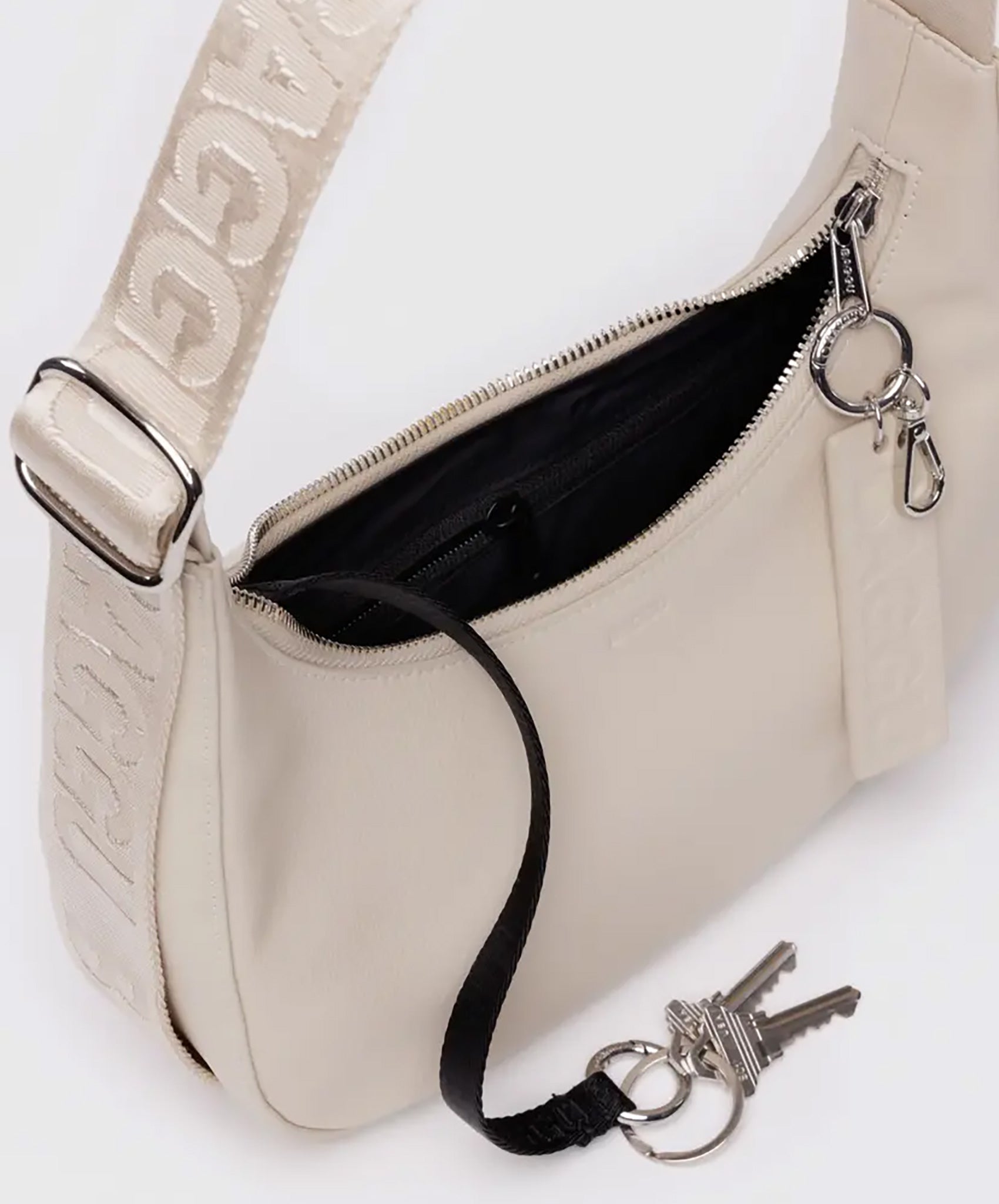 Baggu-Small Recycled Leather Crescent Bag // Stone