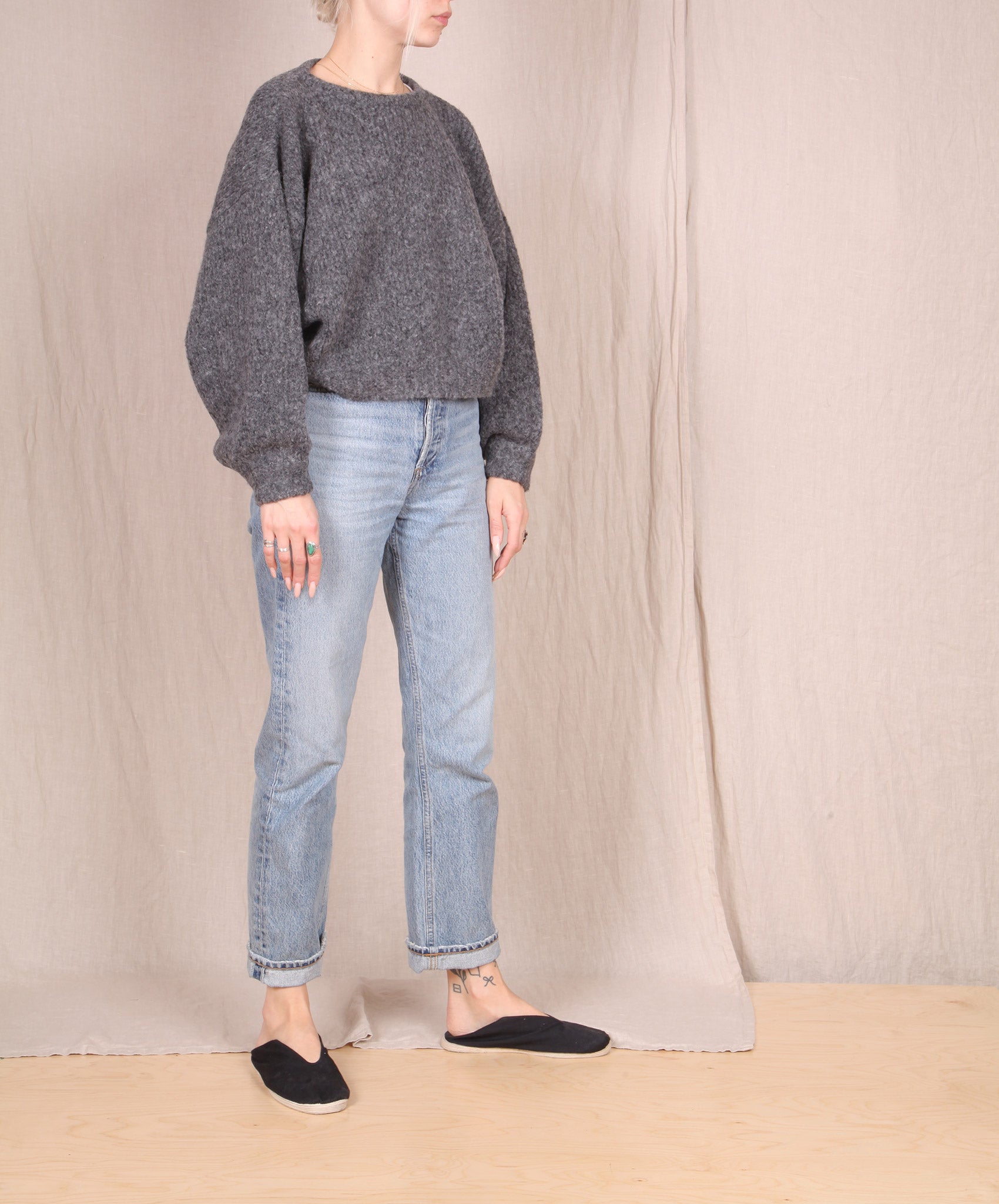 Atelier Delphine-Balloon Sleeve Sweater // Charcoal