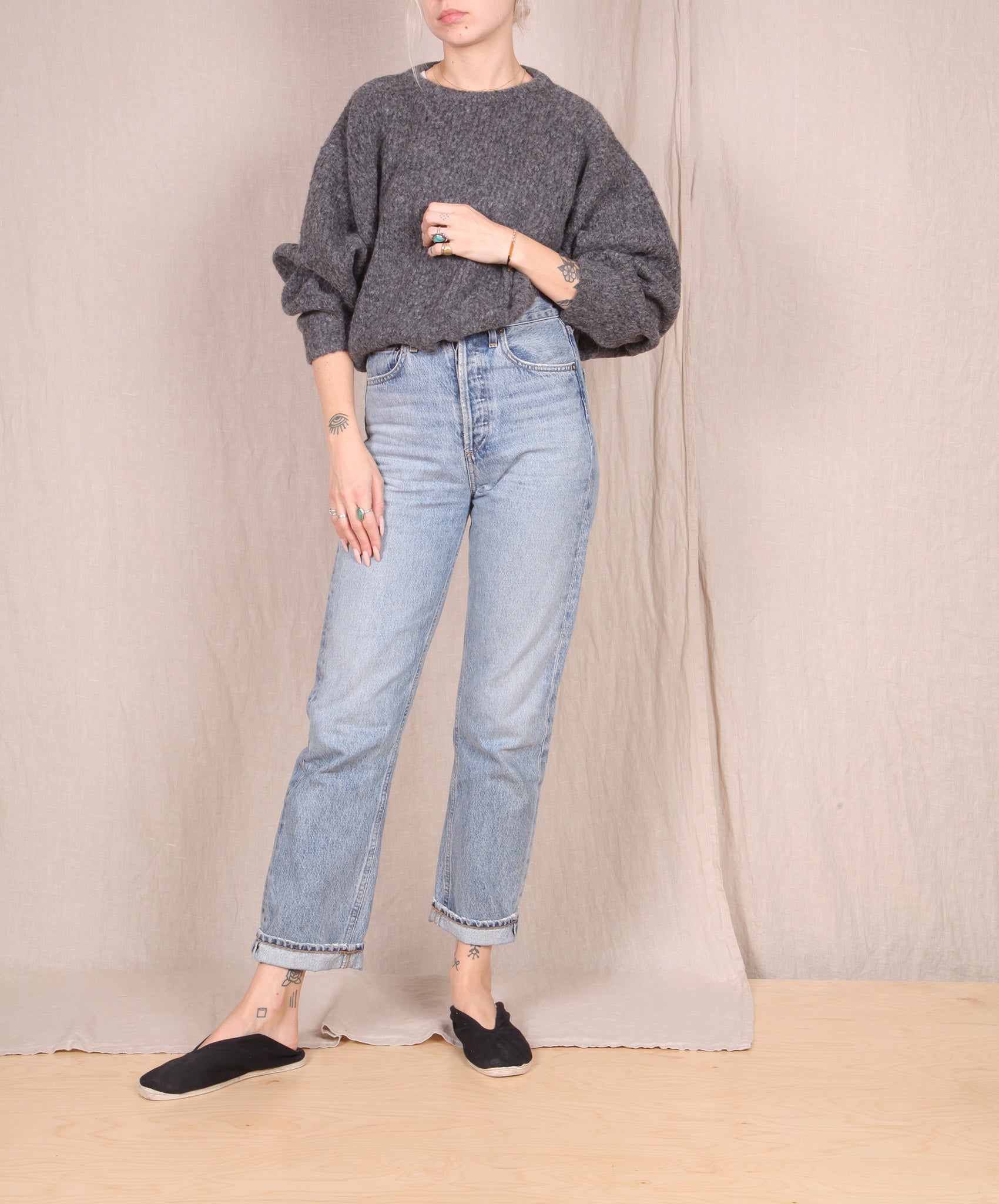 Atelier Delphine-Balloon Sleeve Sweater // Charcoal