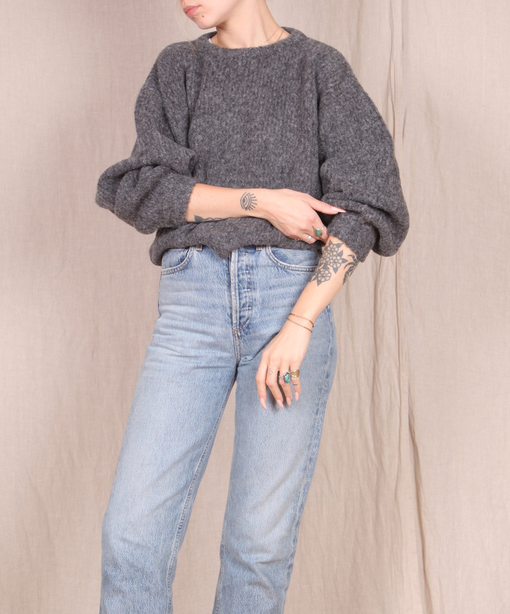 Atelier Delphine-Balloon Sleeve Sweater // Charcoal