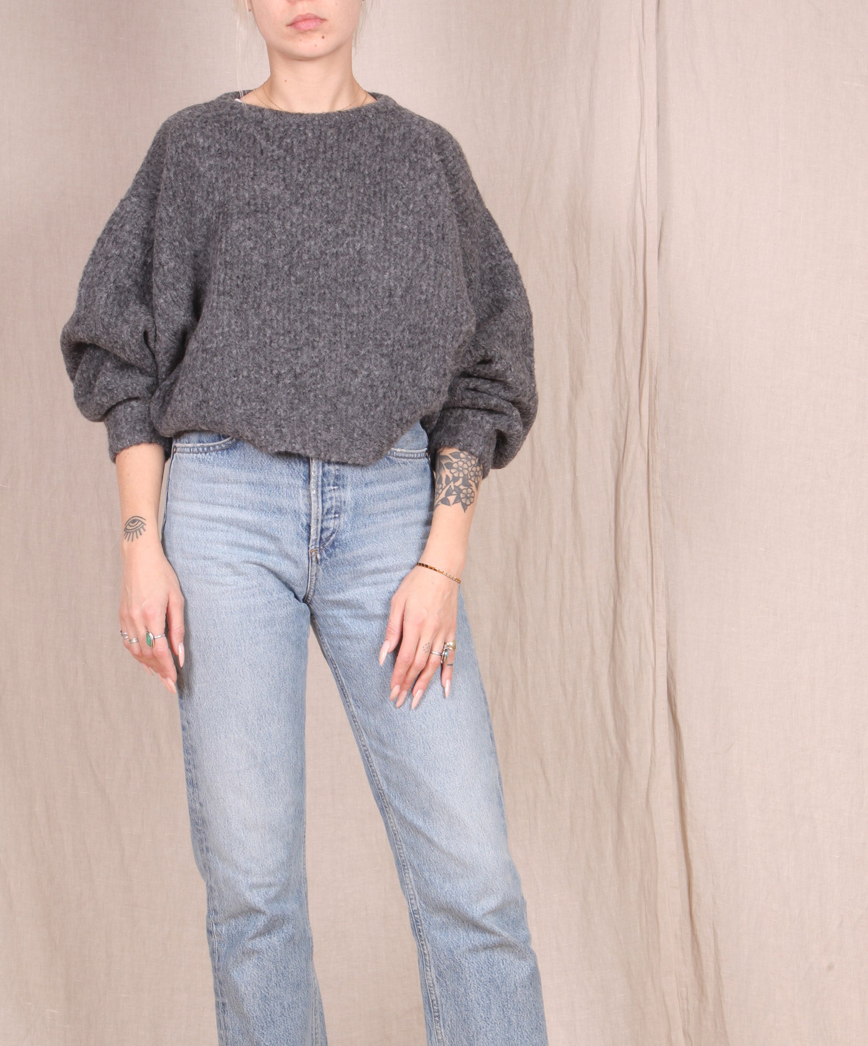 Atelier Delphine-Balloon Sleeve Sweater // Charcoal