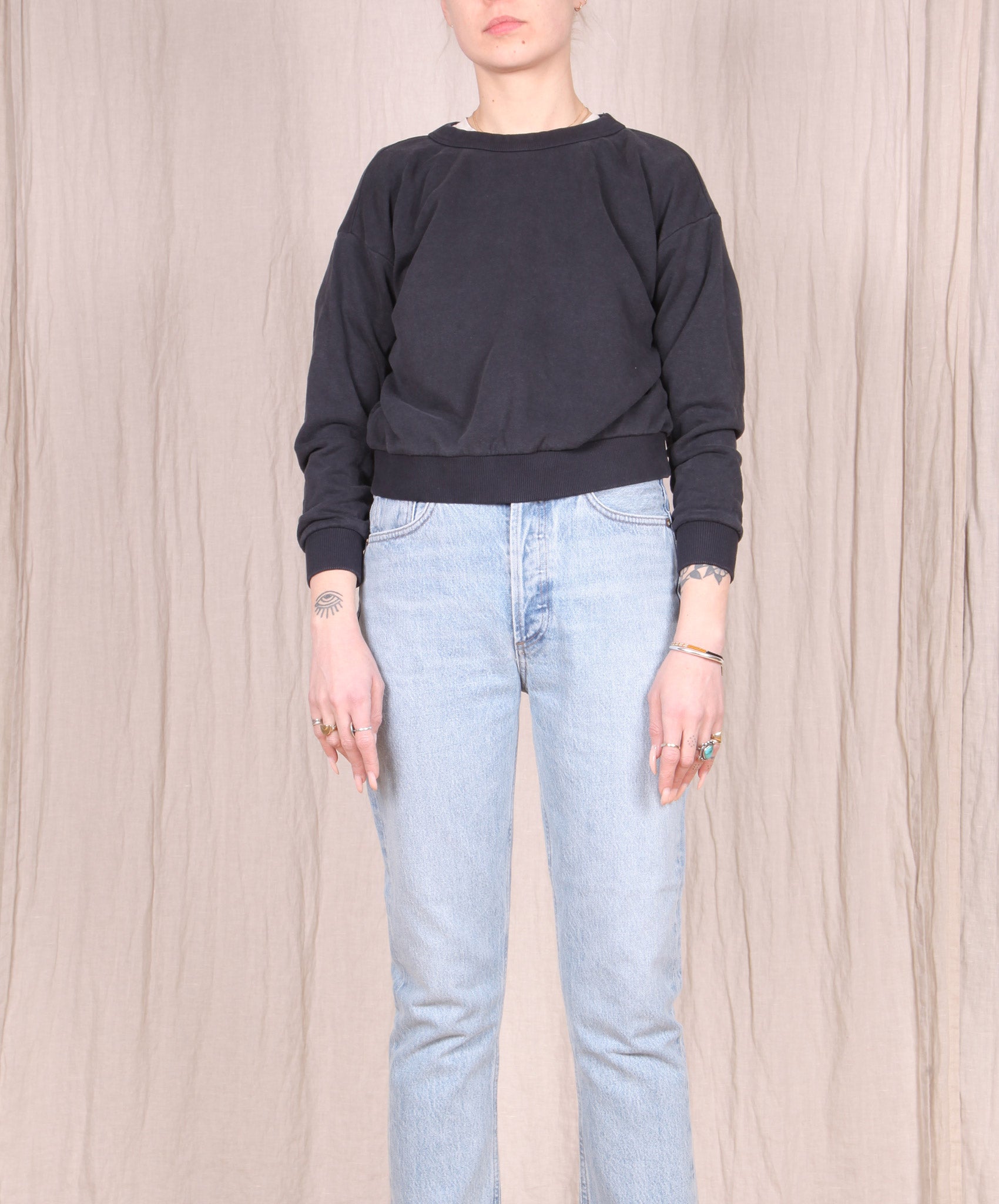 Jungmaven-Crux Cropped Sweatshirt // Black