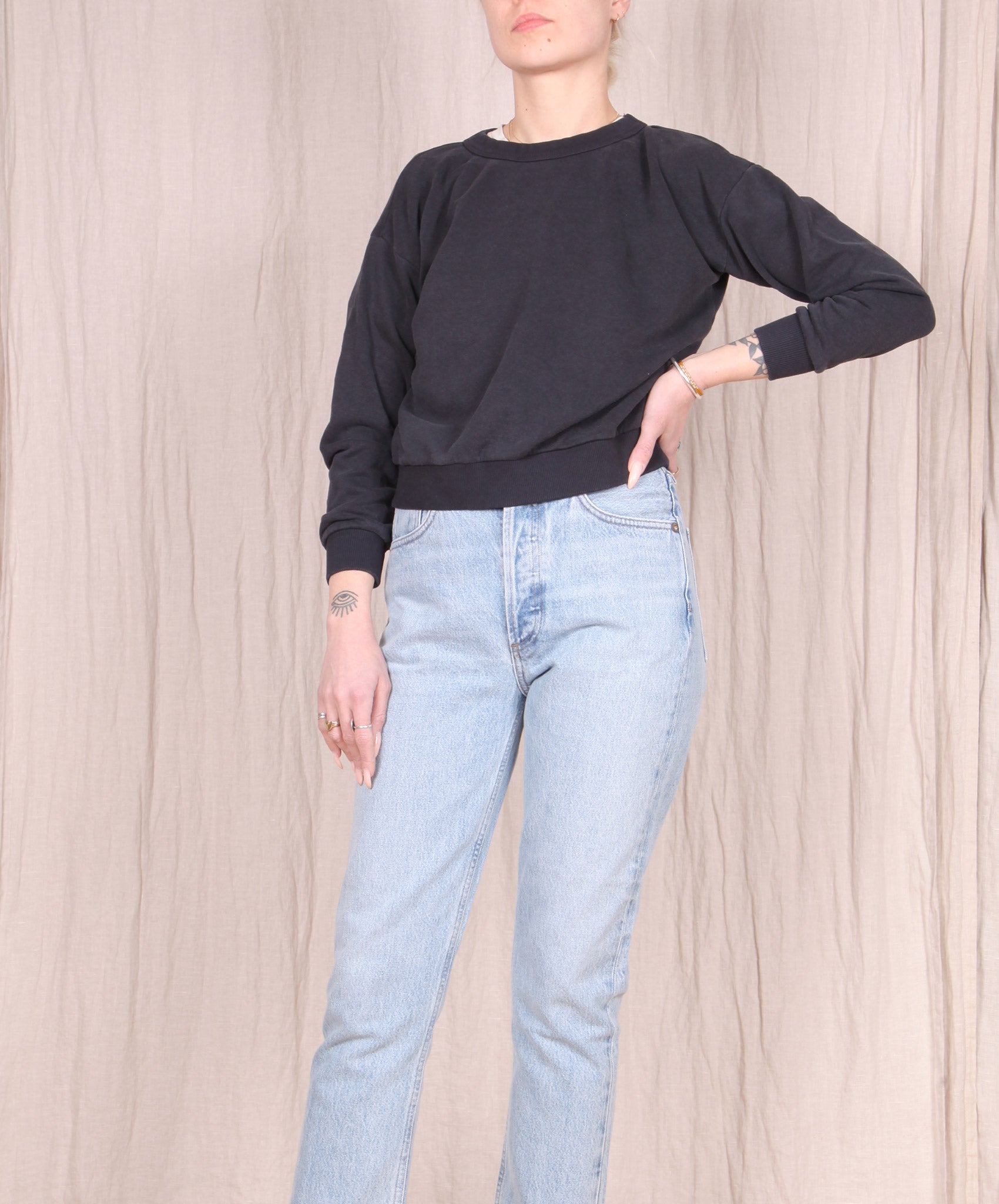 Jungmaven-Crux Cropped Sweatshirt // Black