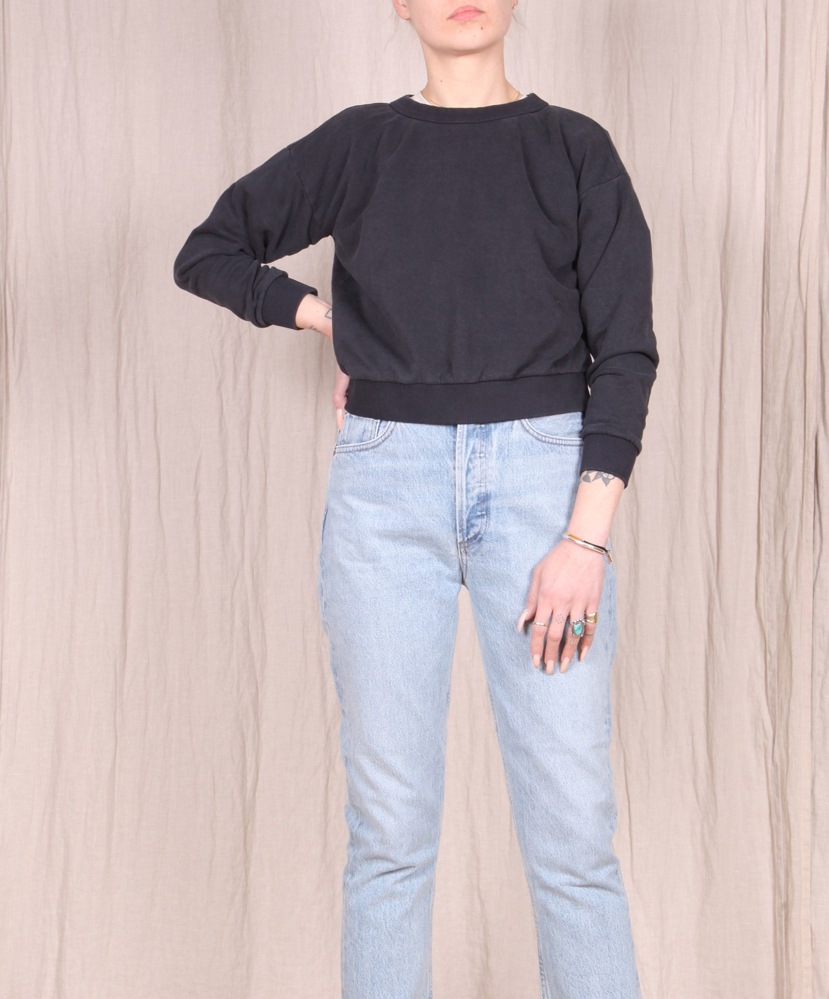 Jungmaven-Crux Cropped Sweatshirt // Black