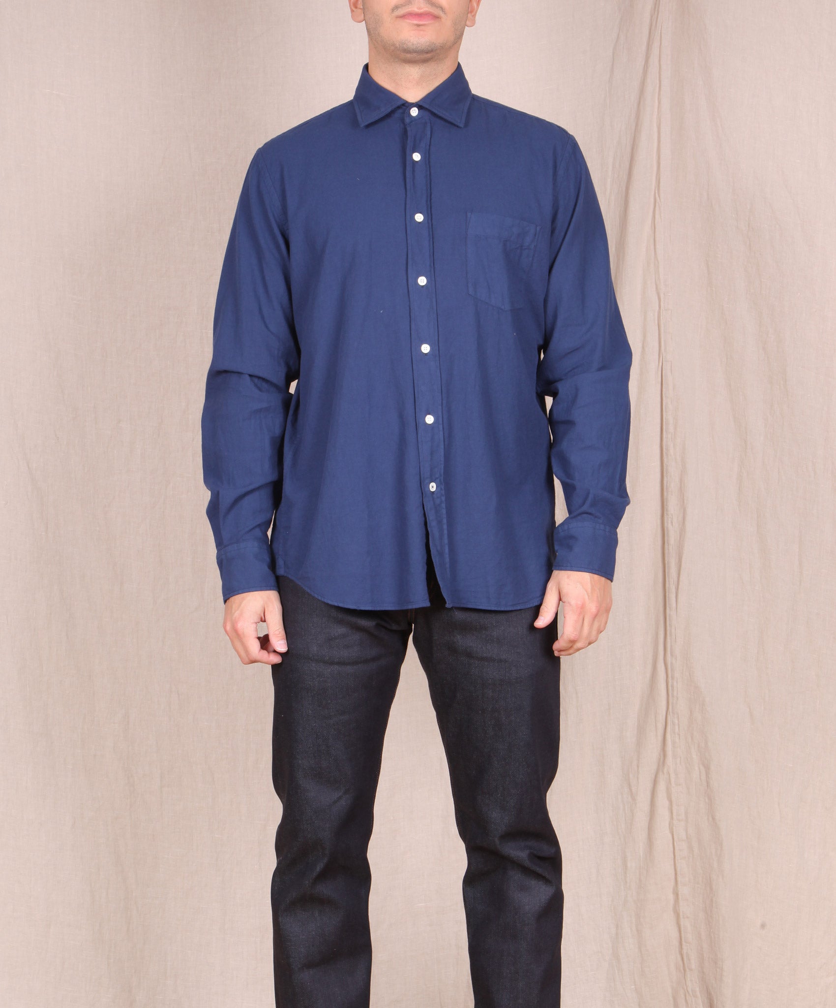 Hartford-Garment Dyed Flannel Button Down // INK