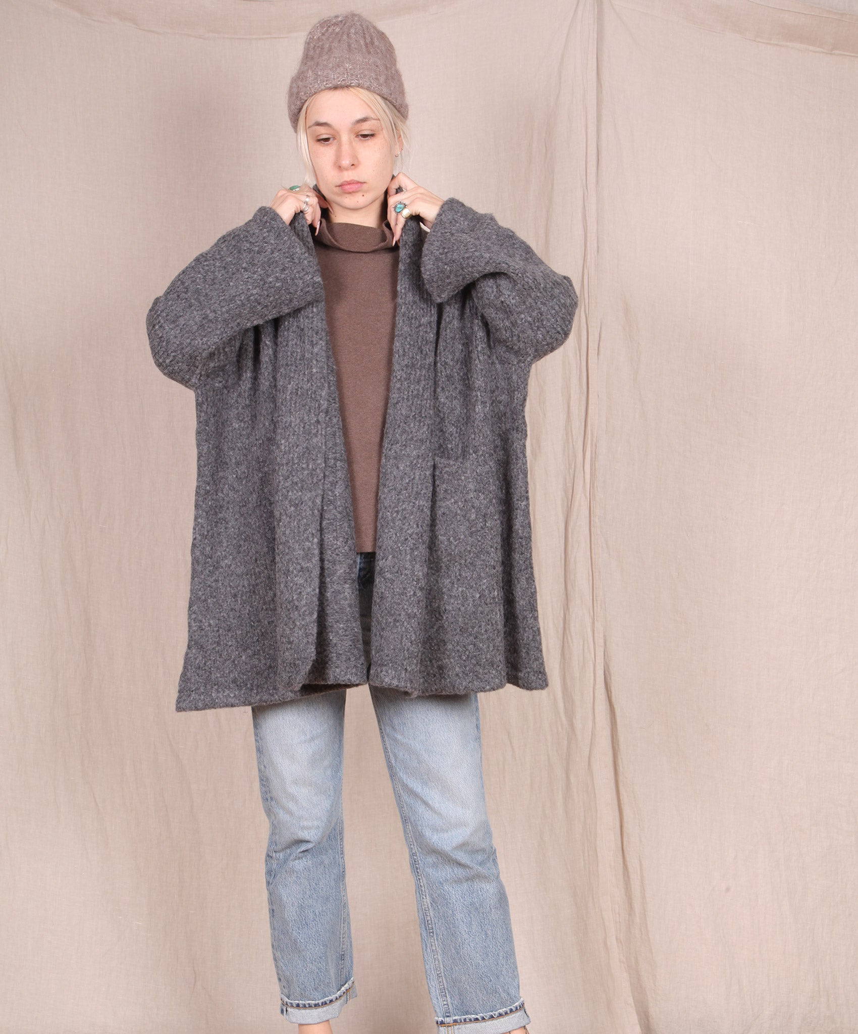 Atelier Delphine-Haori Sweater Coat // CHARCOAL