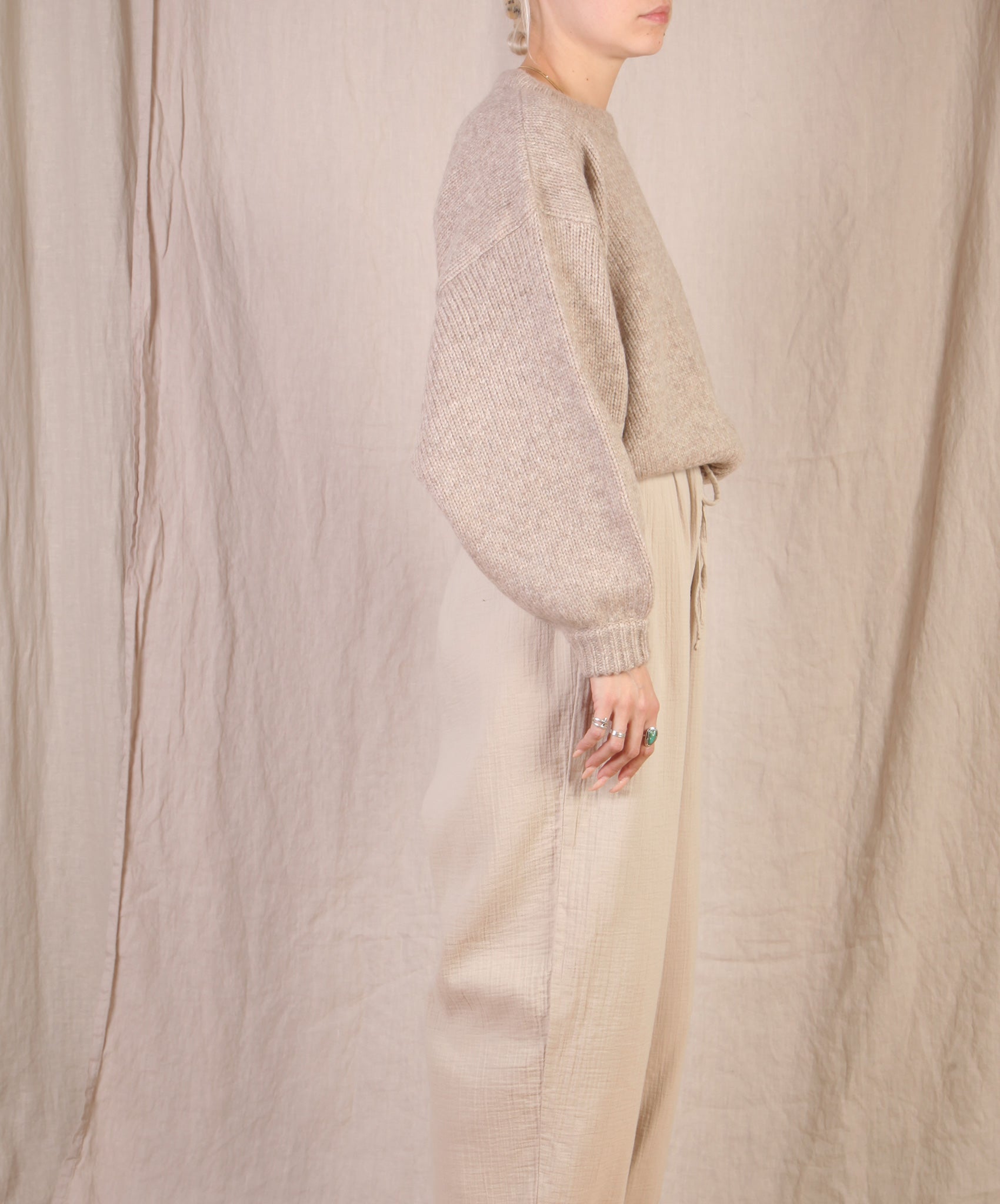 Atelier Delphine-Balloon Sleeve Sweater // Grain