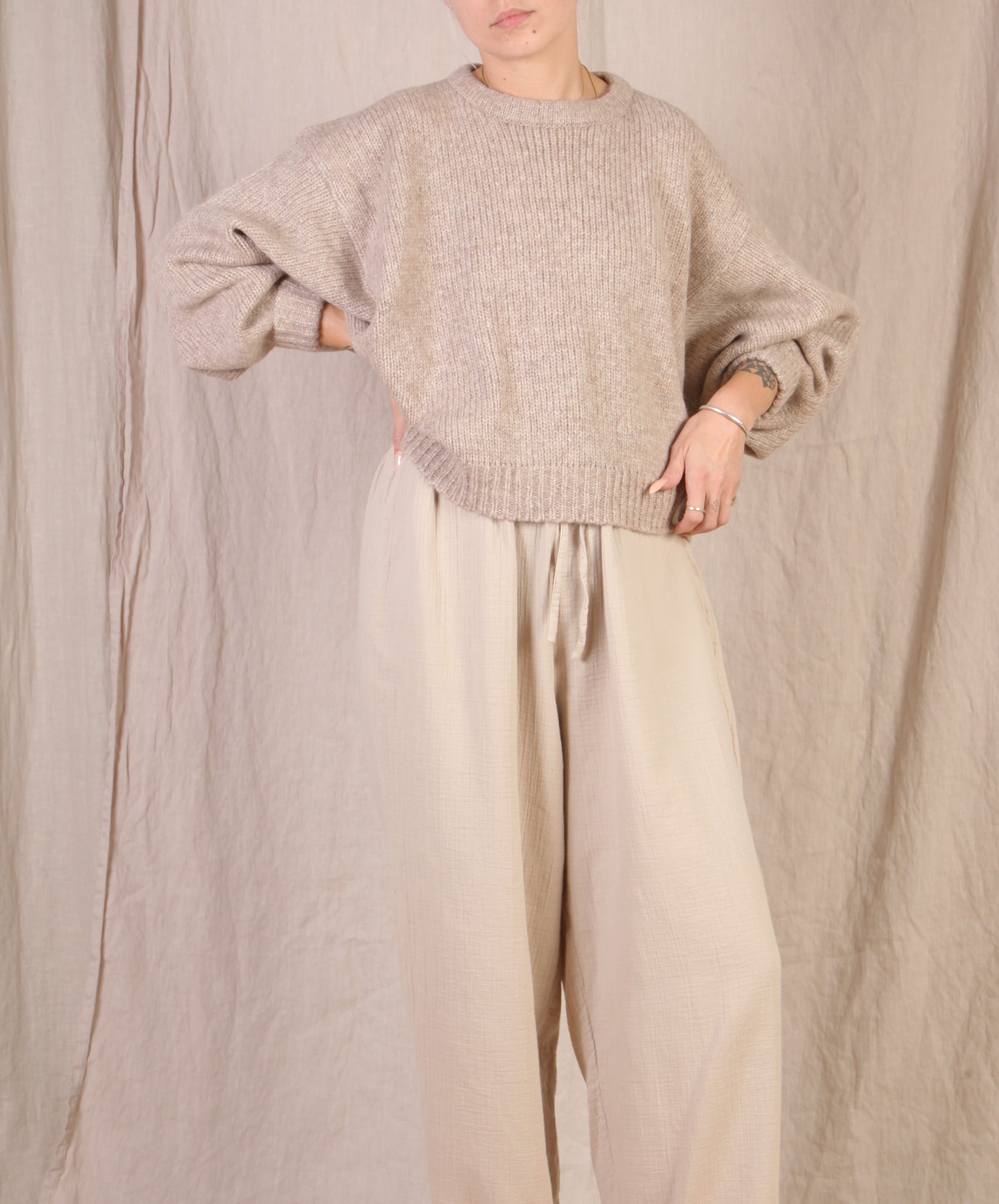 Atelier Delphine-Balloon Sleeve Sweater // Grain