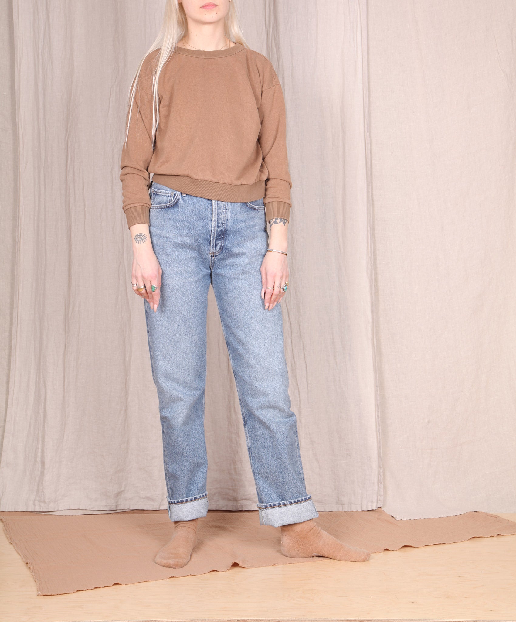 Jungmaven-Crux Cropped Sweatshirt // Coyote