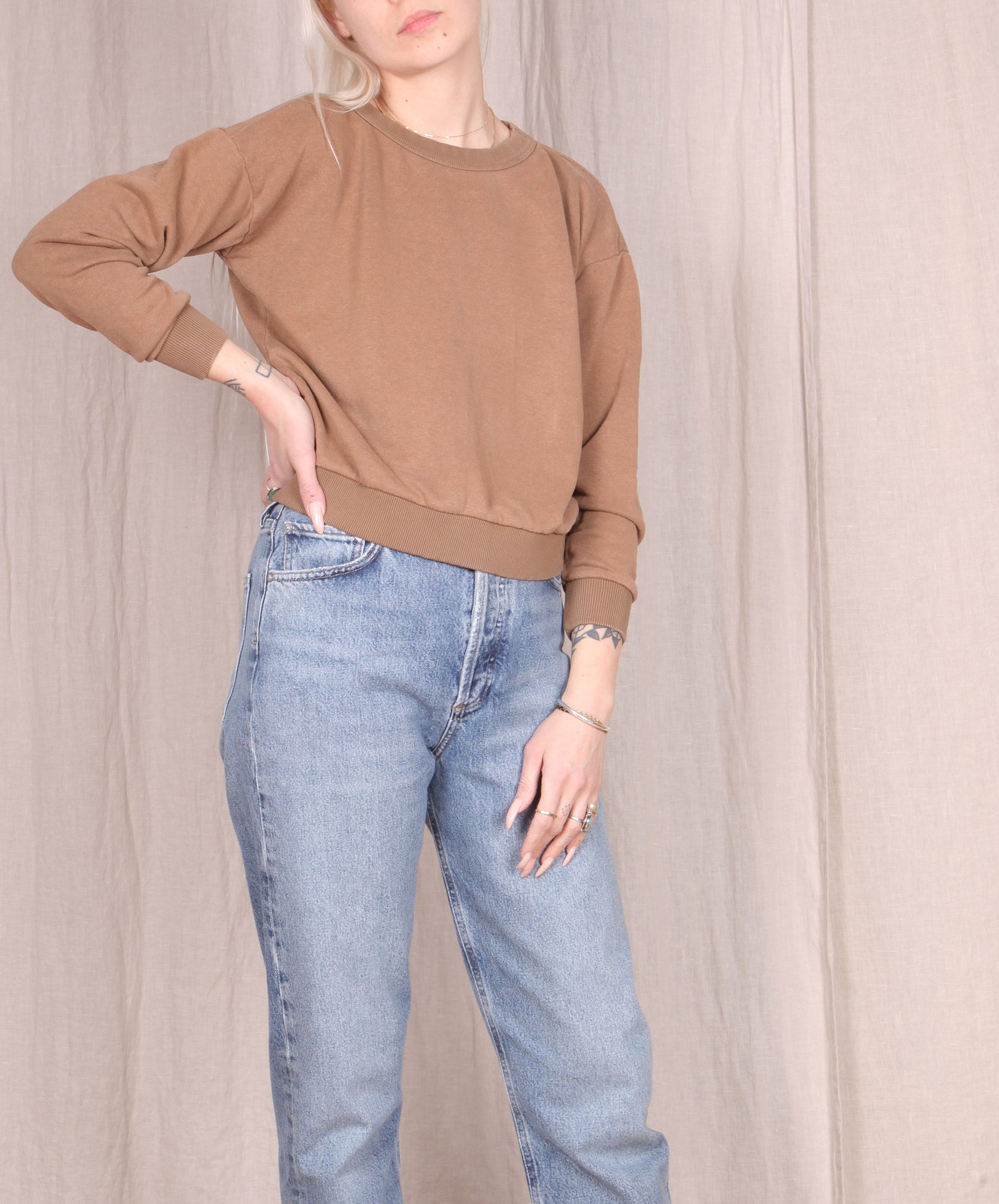 Jungmaven-Crux Cropped Sweatshirt // Coyote