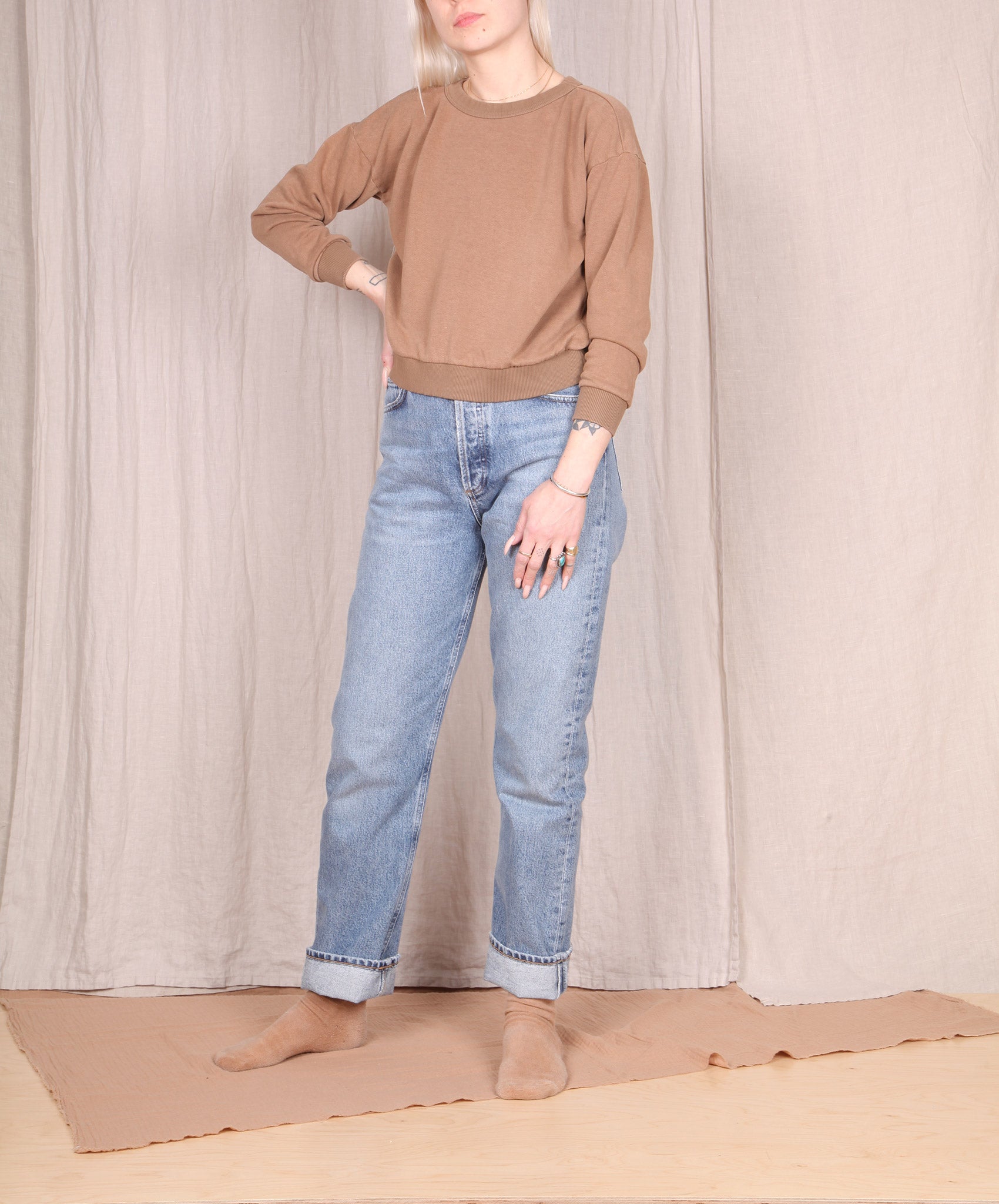 Jungmaven-Crux Cropped Sweatshirt // Coyote