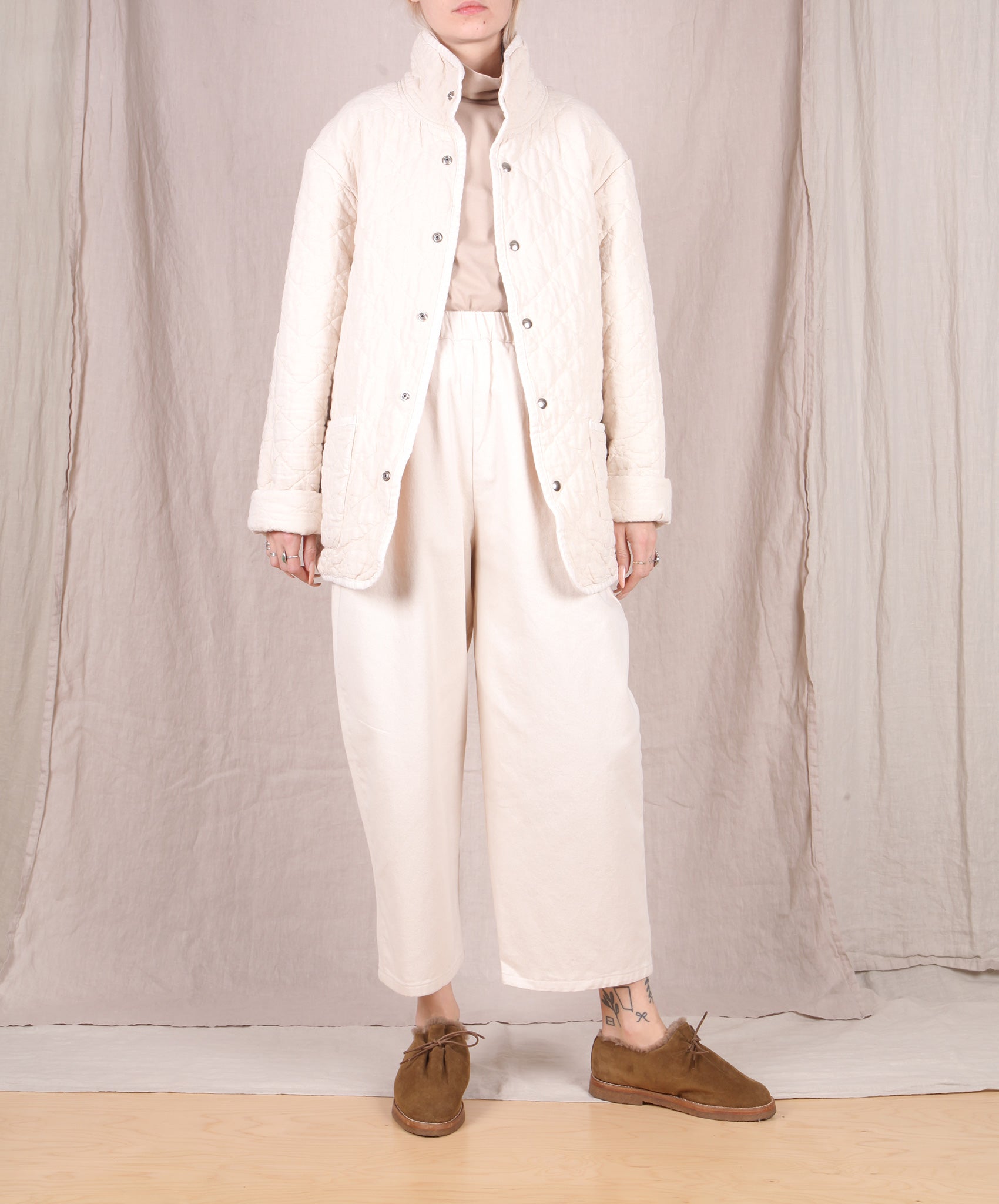 Utility Canvas-Quilted Snap Jacket // Natural