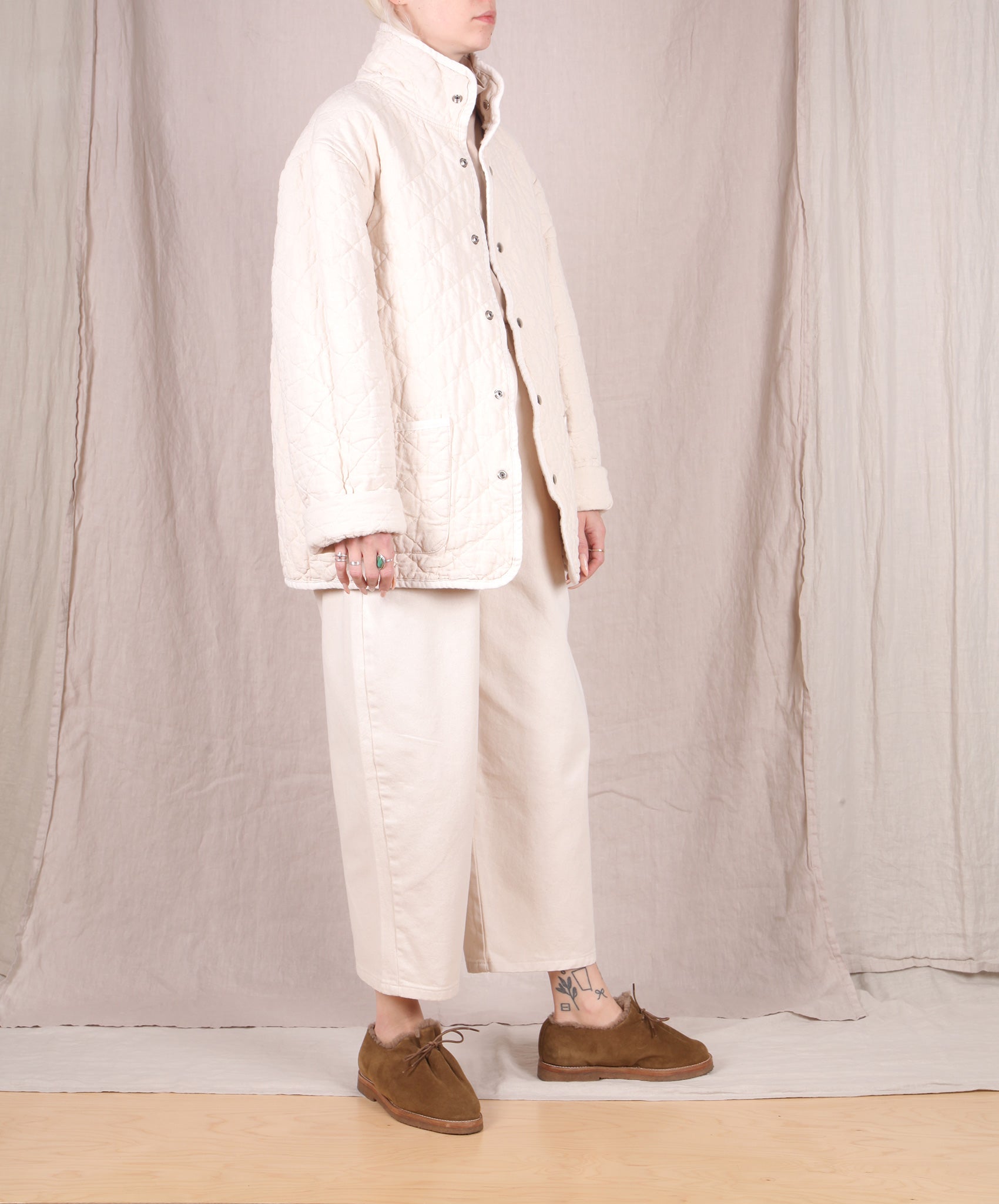 Utility Canvas-Quilted Snap Jacket // Natural
