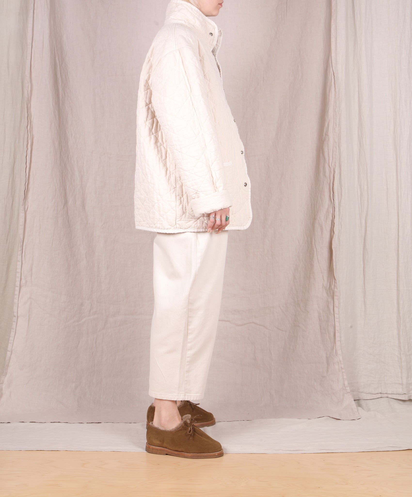 Utility Canvas-Quilted Snap Jacket // Natural