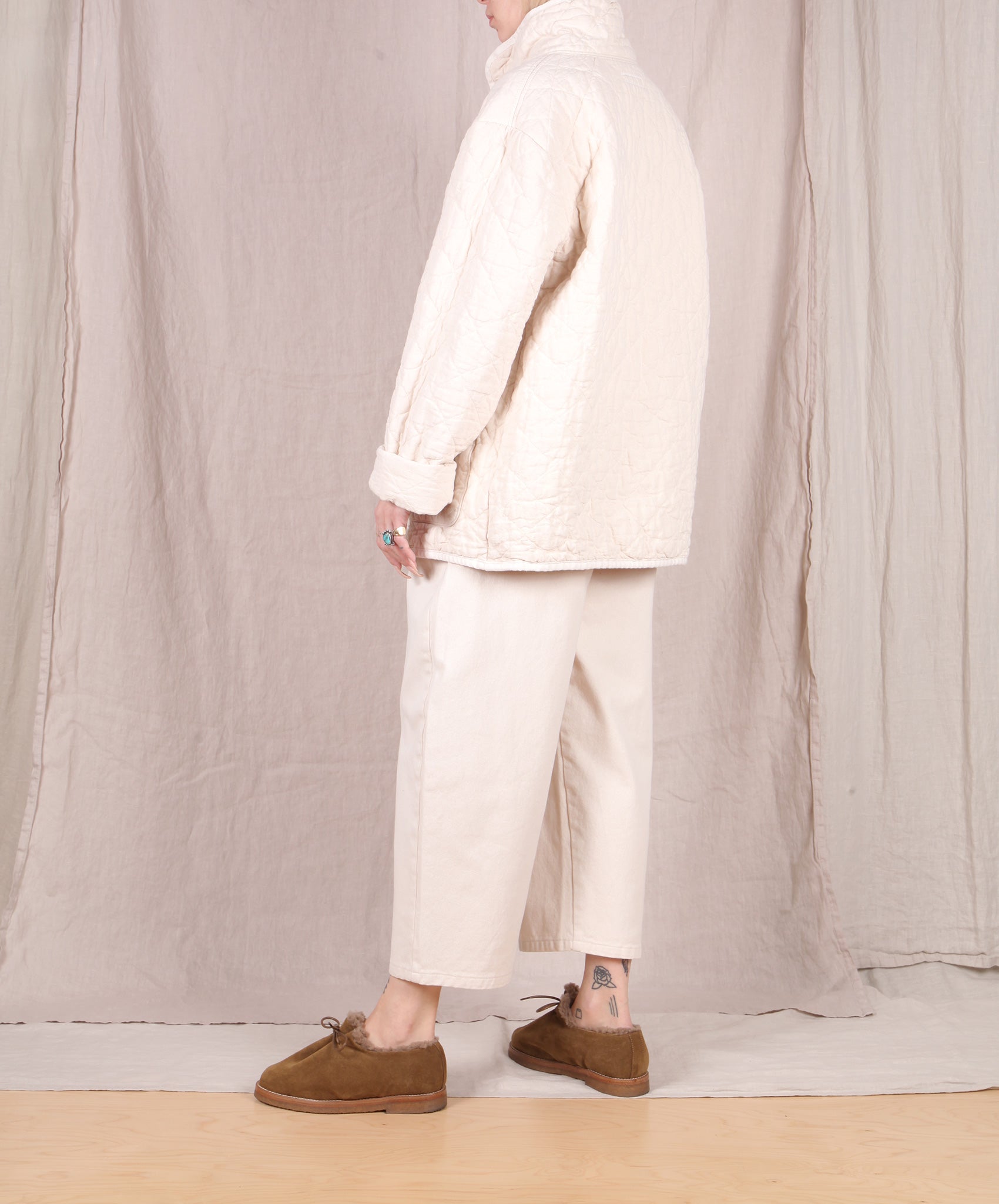 Utility Canvas-Quilted Snap Jacket // Natural