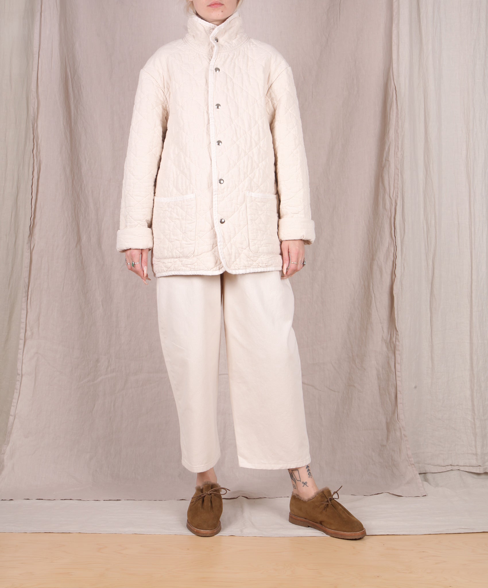 Utility Canvas-Quilted Snap Jacket // Natural