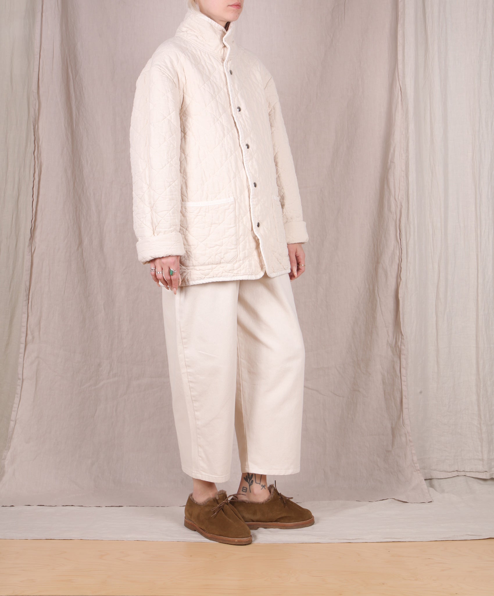 Utility Canvas-Quilted Snap Jacket // Natural