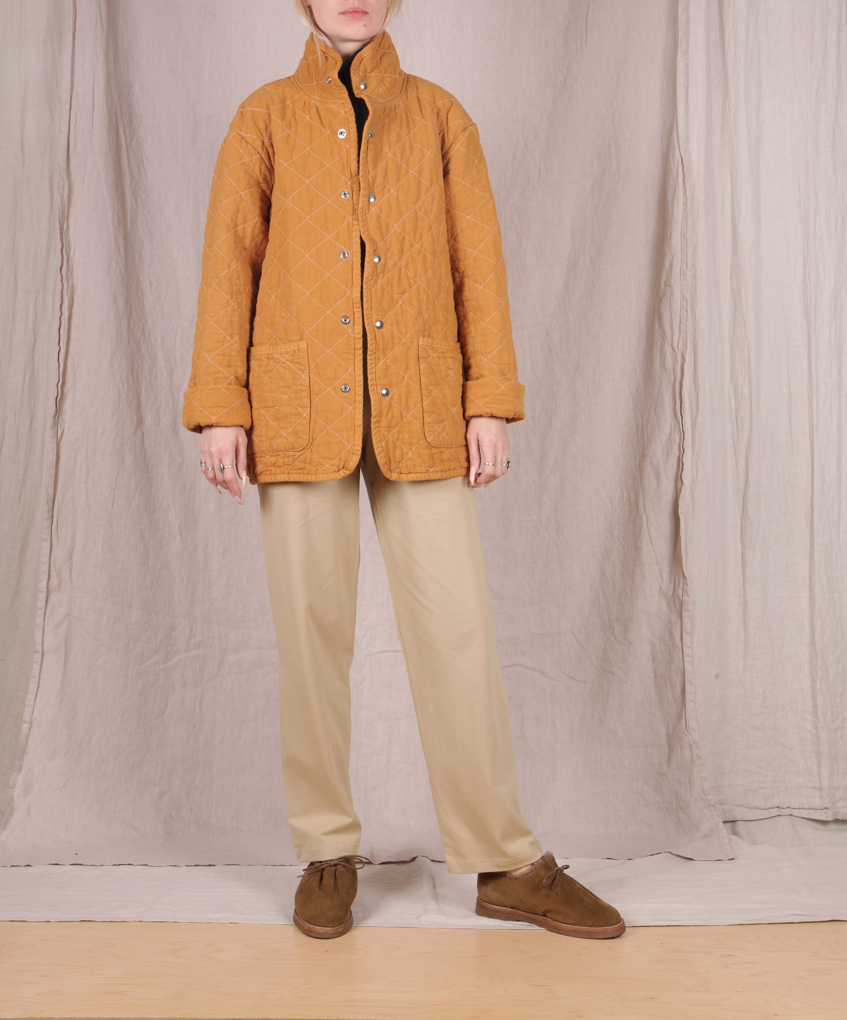 Utility Canvas-Quilted Snap Jacket // Honey