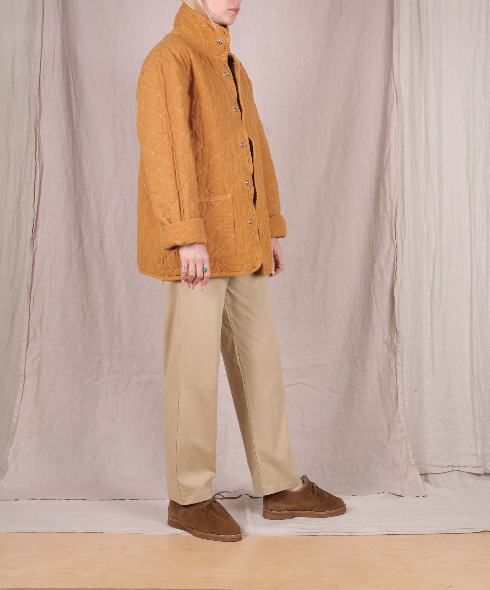 Utility Canvas-Quilted Snap Jacket // Honey