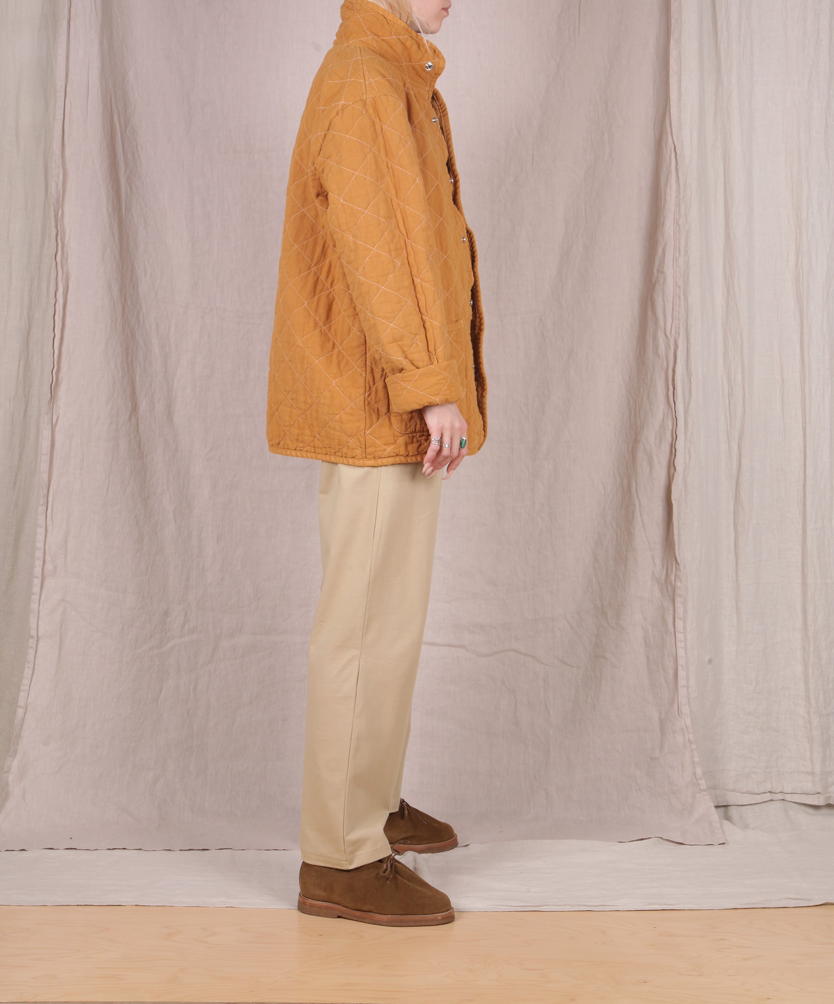 Utility Canvas-Quilted Snap Jacket // Honey