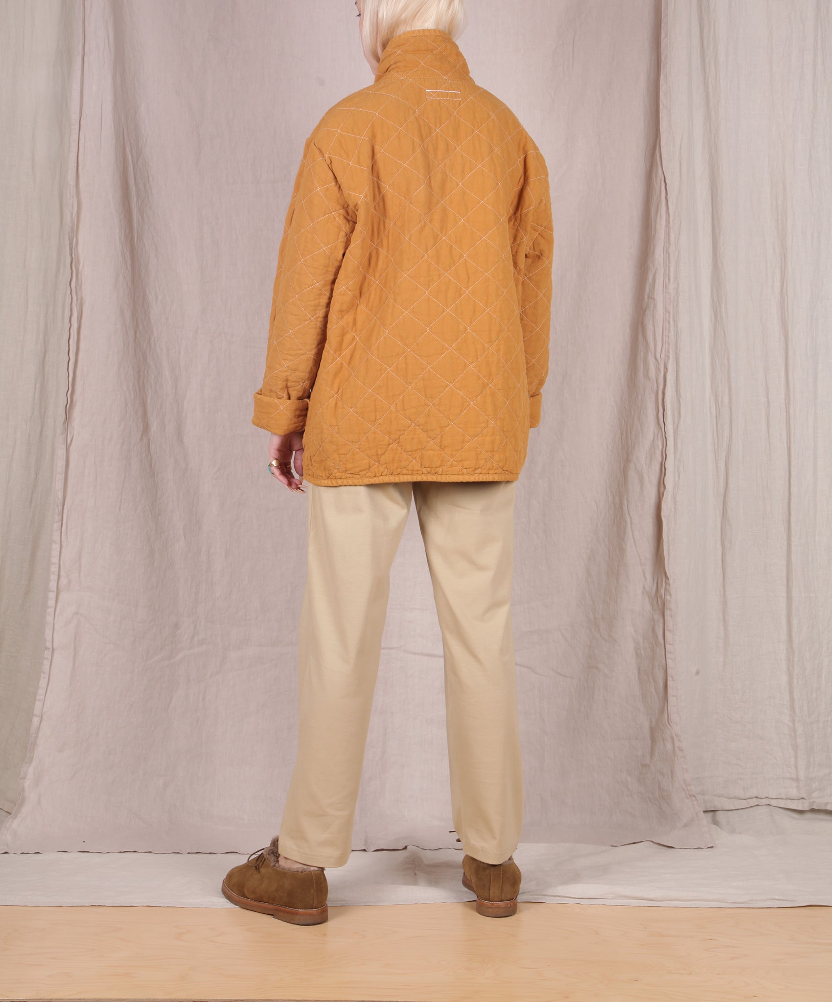 Utility Canvas-Quilted Snap Jacket // Honey